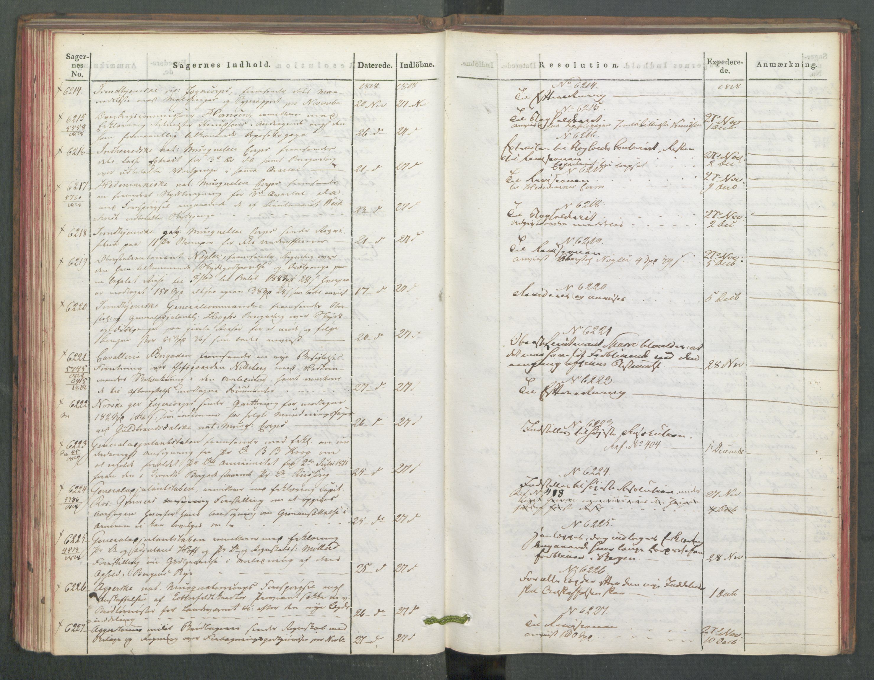 Armédepartementet, AV/RA-RAFA-3493/C/Ca/L0016: 6. Departements Journal, 1818