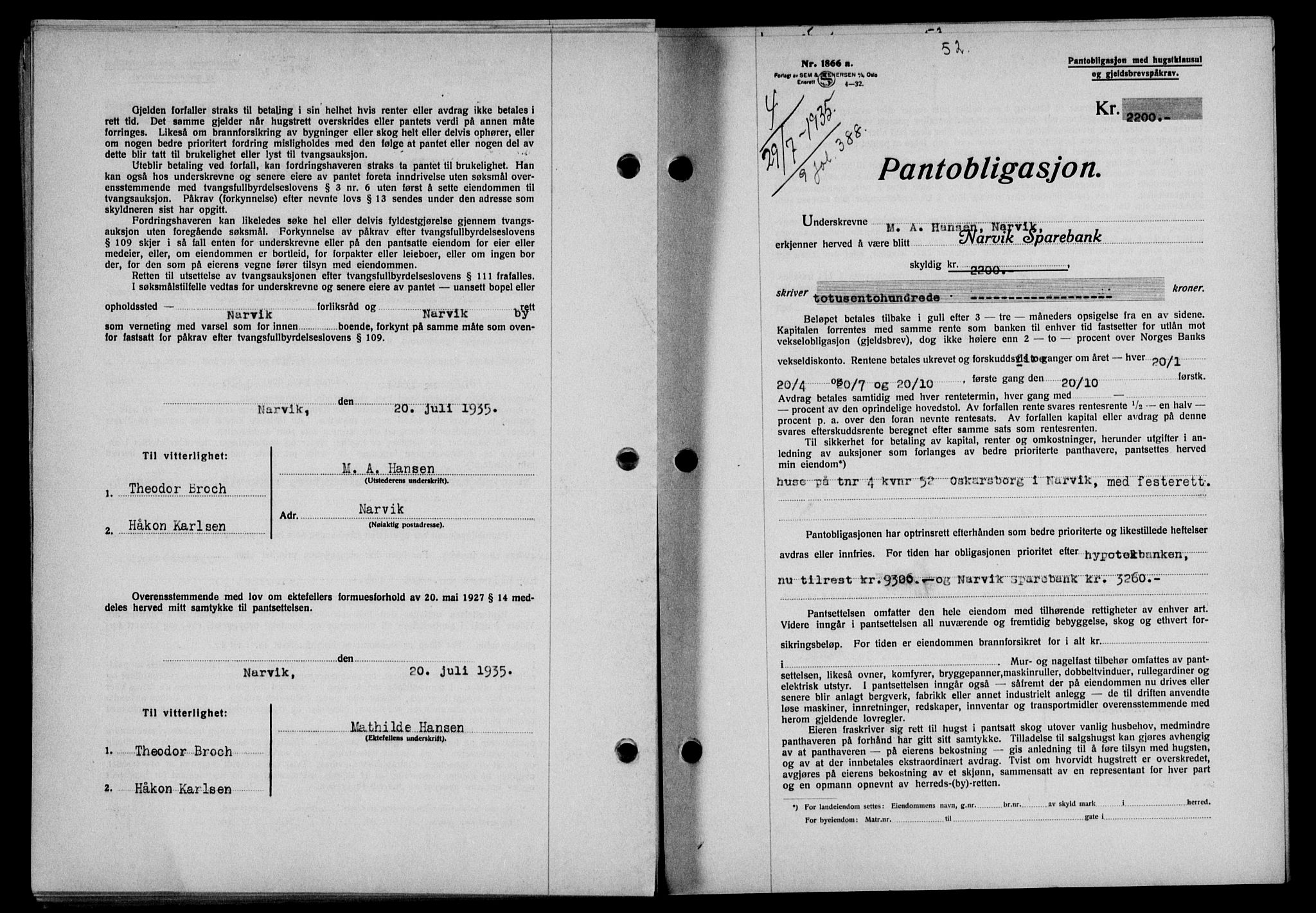 Narvik sorenskriveri, SAT/A-0002/1/2/2C/2Ca/L0011: Pantebok nr. 14, 1935-1937, Tingl.dato: 29.07.1935