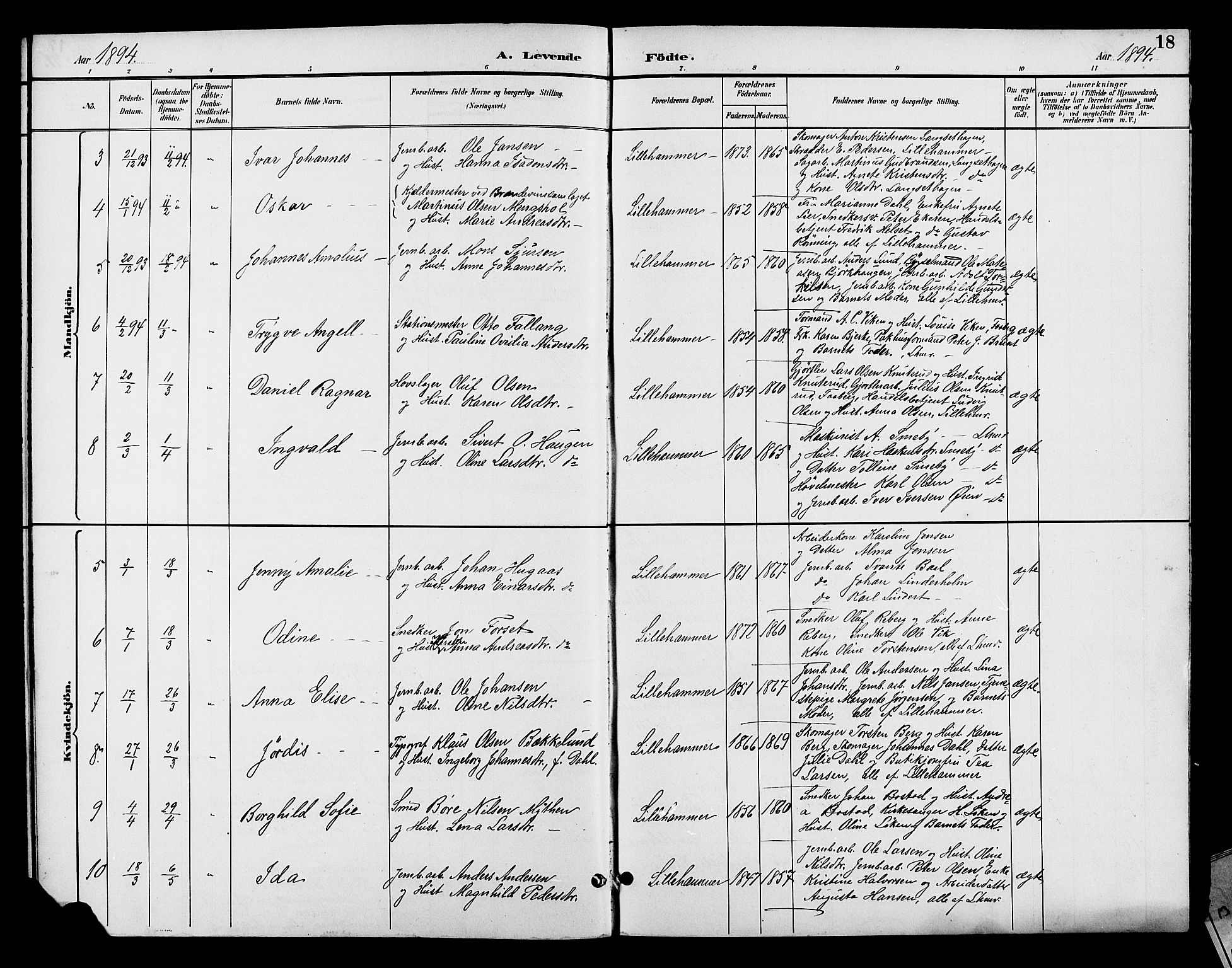 Fåberg prestekontor, AV/SAH-PREST-086/H/Ha/Hab/L0008: Klokkerbok nr. 8, 1891-1900, s. 18