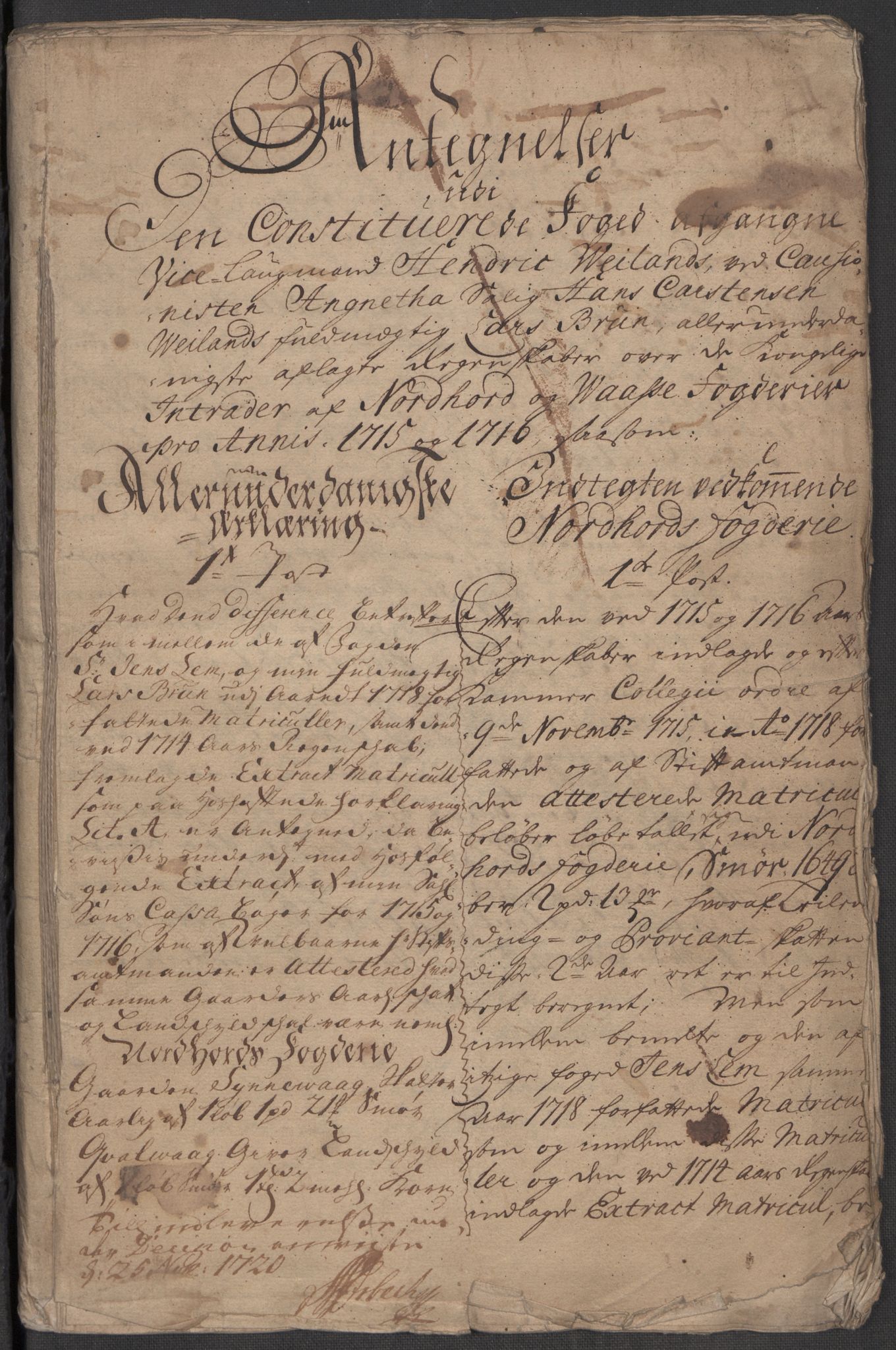 Rentekammeret inntil 1814, Reviderte regnskaper, Fogderegnskap, AV/RA-EA-4092/R51/L3200: Fogderegnskap Nordhordland og Voss, 1716, s. 5