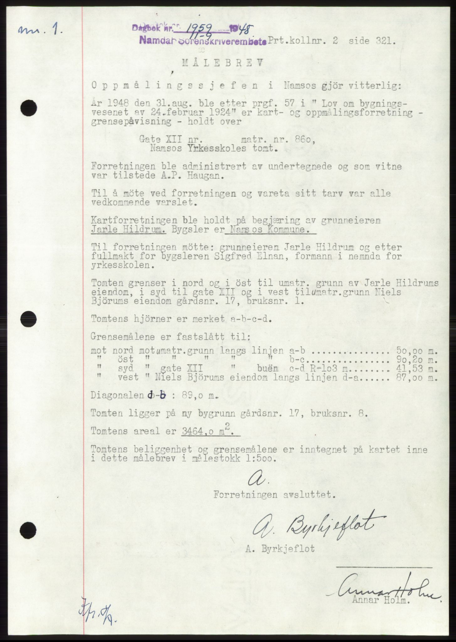 Namdal sorenskriveri, SAT/A-4133/1/2/2C: Pantebok nr. -, 1948-1948, Dagboknr: 1959/1948