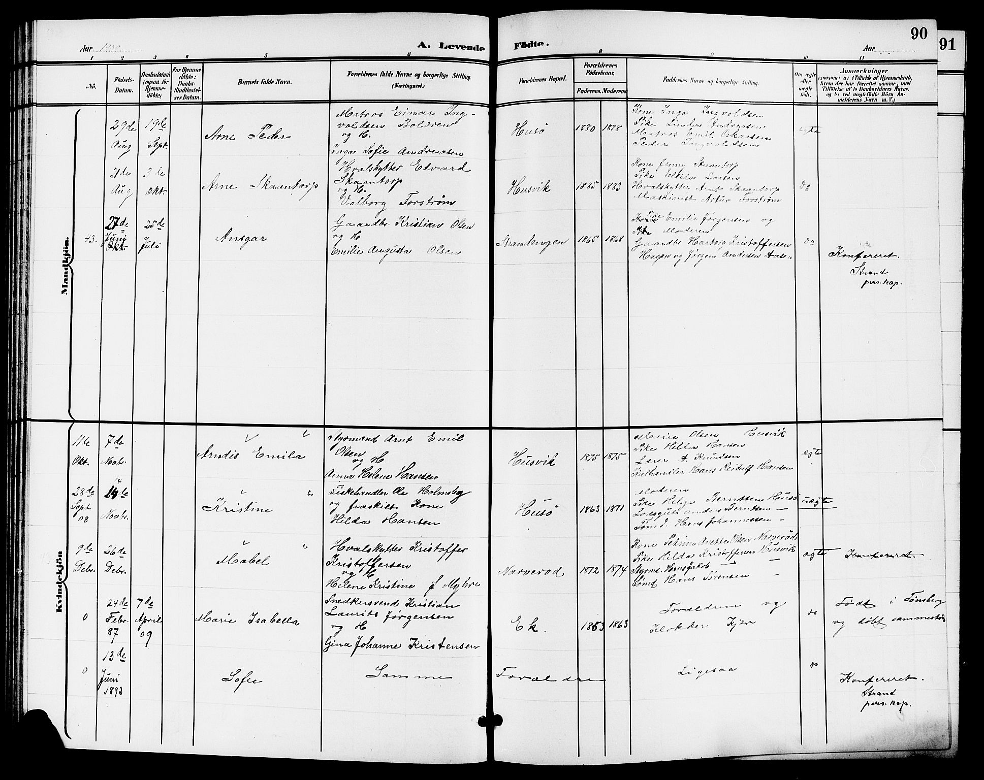 Sem kirkebøker, AV/SAKO-A-5/G/Gb/L0003: Klokkerbok nr. II 3, 1900-1913, s. 90