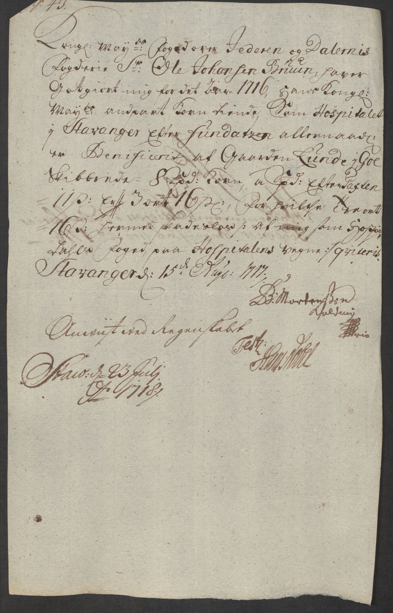 Rentekammeret inntil 1814, Reviderte regnskaper, Fogderegnskap, AV/RA-EA-4092/R46/L2740: Fogderegnskap Jæren og Dalane, 1715-1716, s. 455