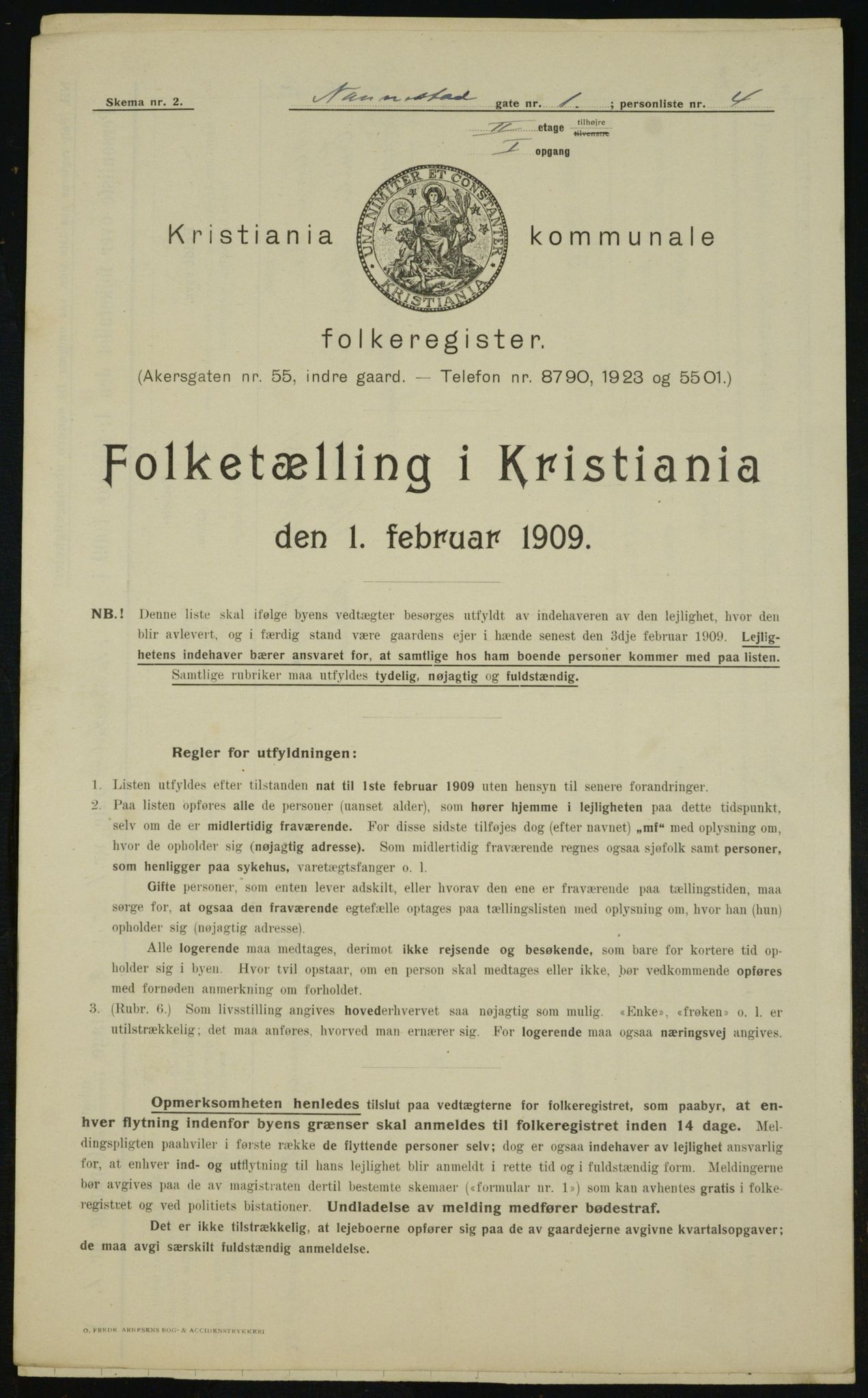 OBA, Kommunal folketelling 1.2.1909 for Kristiania kjøpstad, 1909, s. 62570