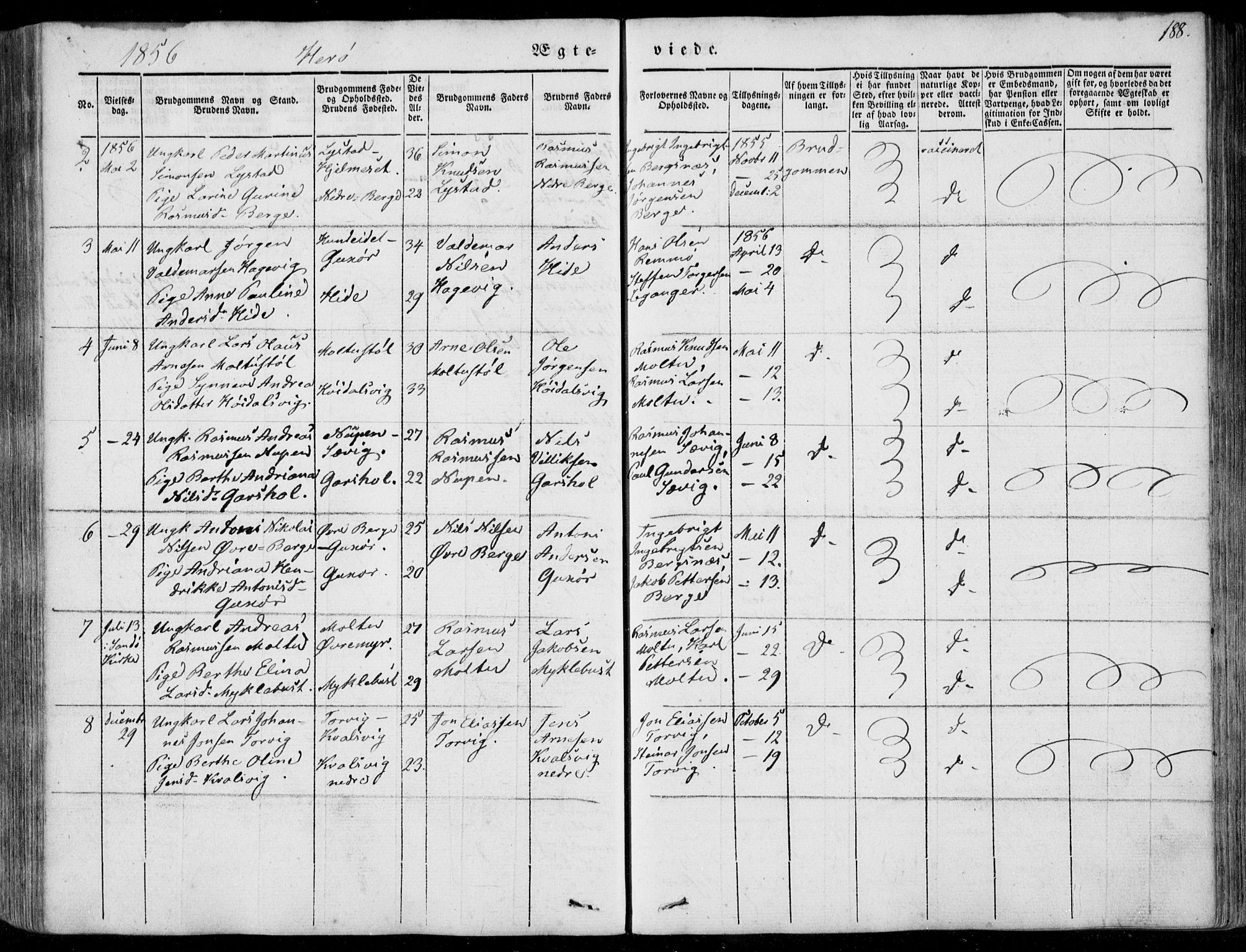 Ministerialprotokoller, klokkerbøker og fødselsregistre - Møre og Romsdal, AV/SAT-A-1454/507/L0070: Ministerialbok nr. 507A05, 1842-1873, s. 188