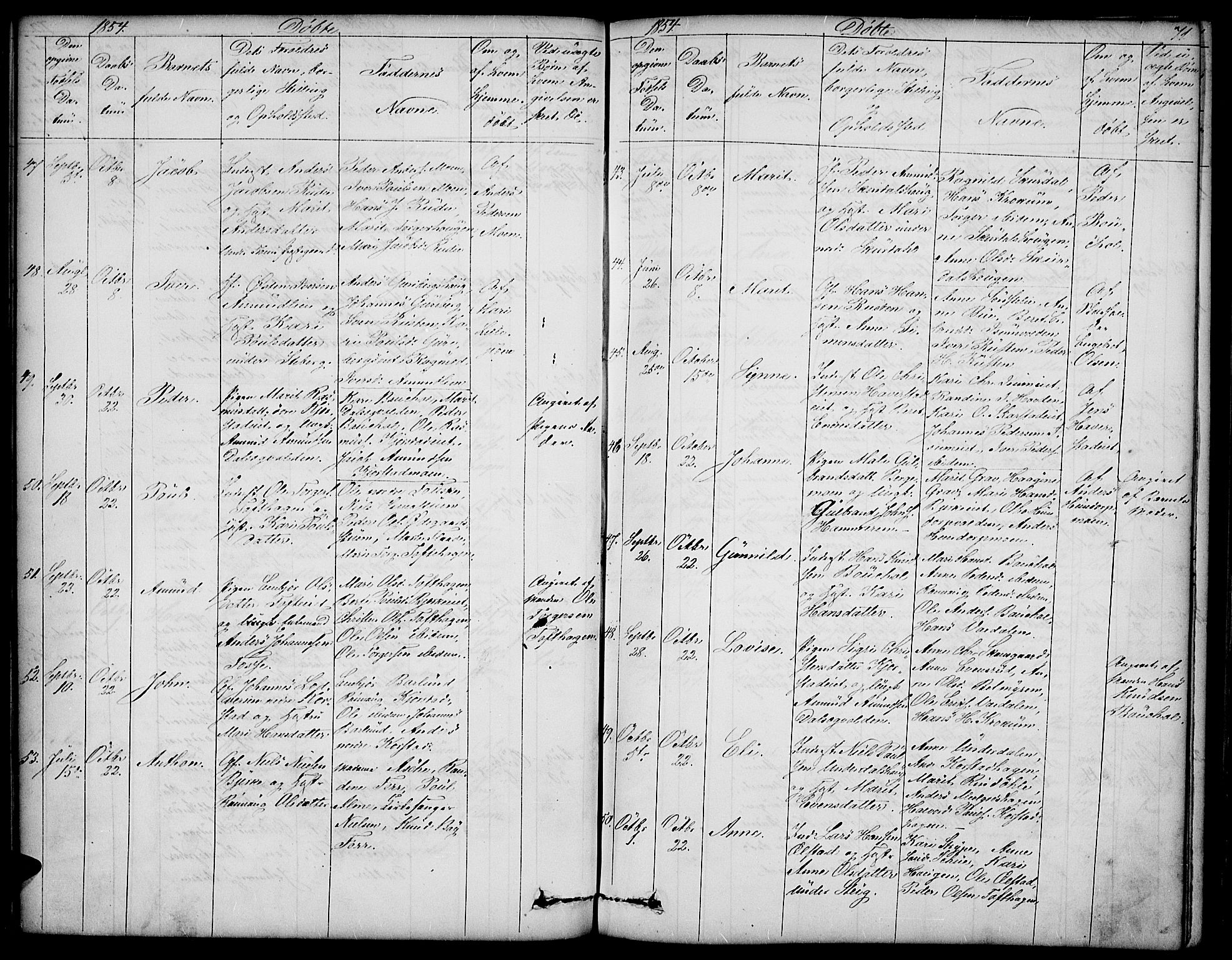 Sør-Fron prestekontor, AV/SAH-PREST-010/H/Ha/Hab/L0001: Klokkerbok nr. 1, 1844-1863, s. 71