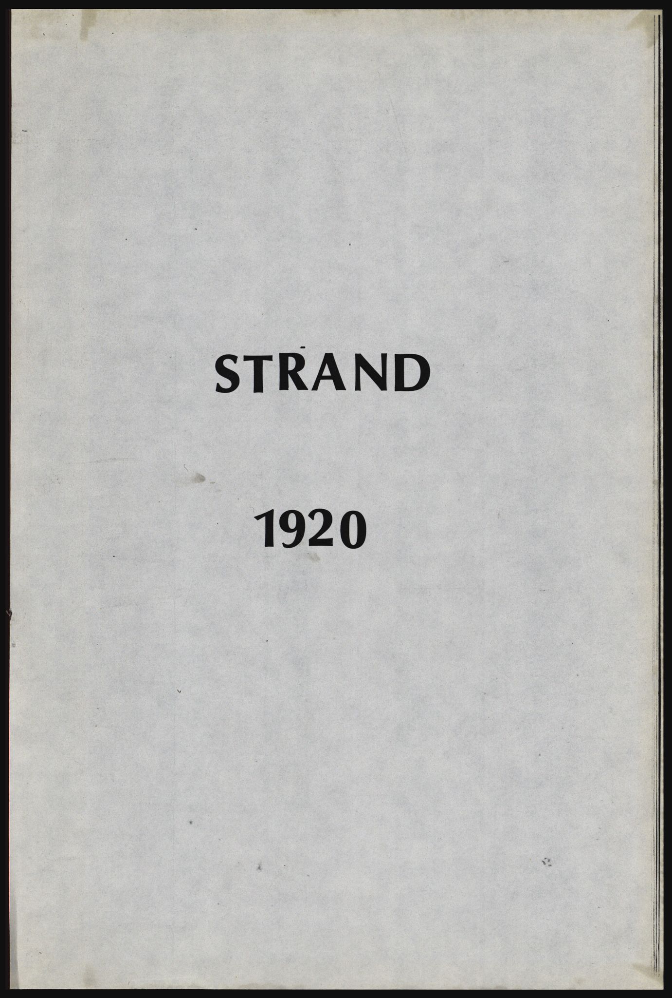 SAST, Avskrift av folketellingen 1920 for Strand herred, 1920, s. 3