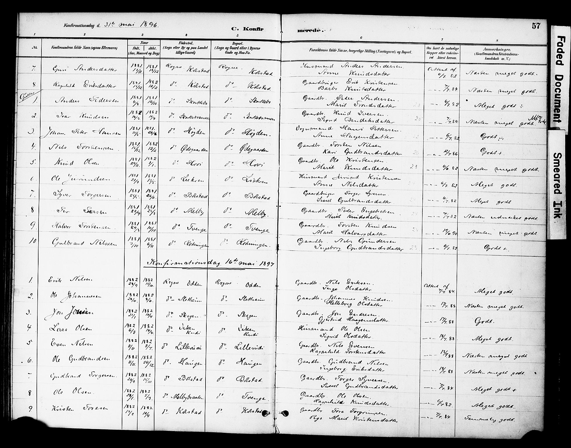 Øystre Slidre prestekontor, AV/SAH-PREST-138/H/Ha/Haa/L0003: Ministerialbok nr. 3, 1887-1910, s. 57