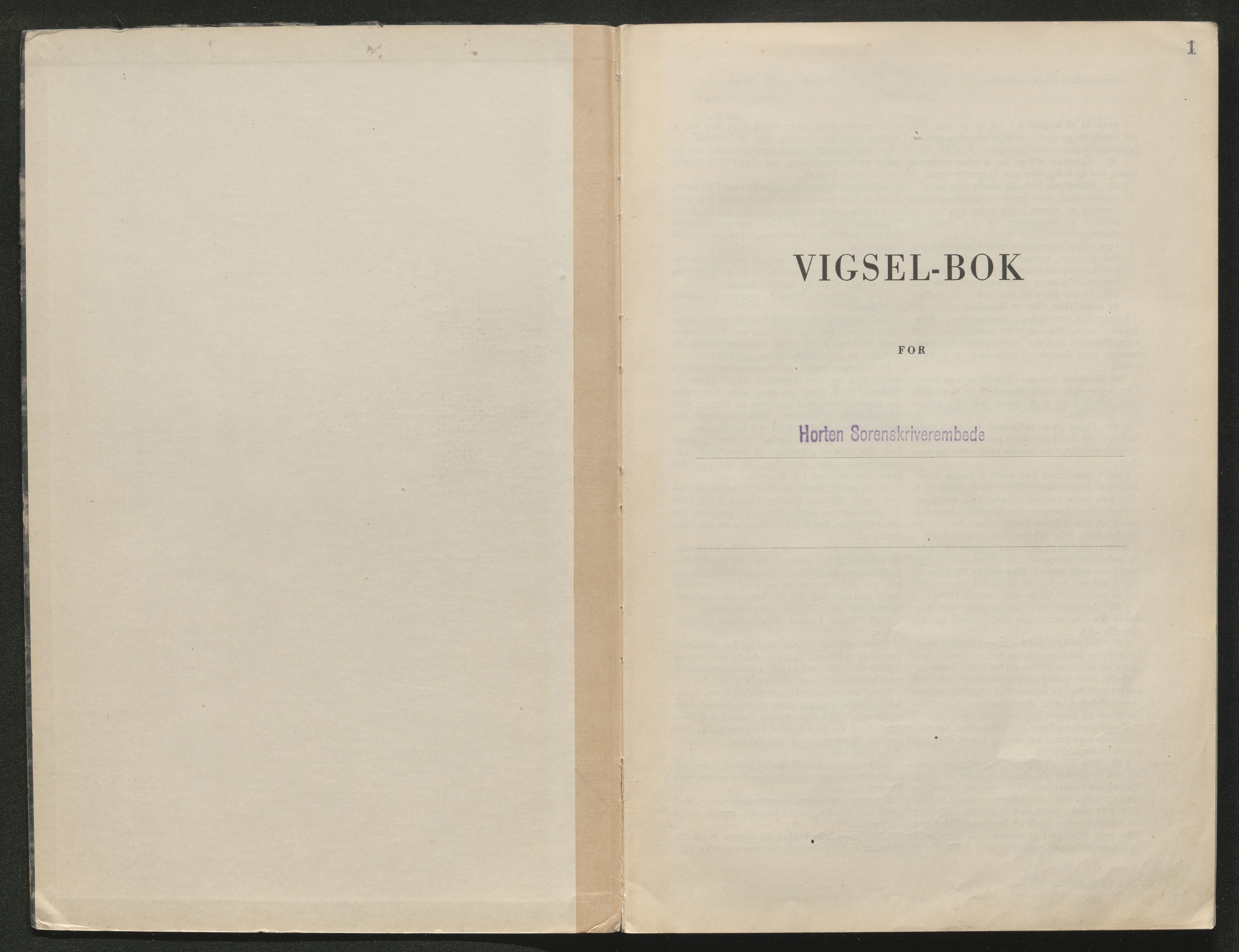 Horten sorenskriveri, AV/SAKO-A-133/L/Lc/L0004: Vigselsbok, 1946-1953, s. 1