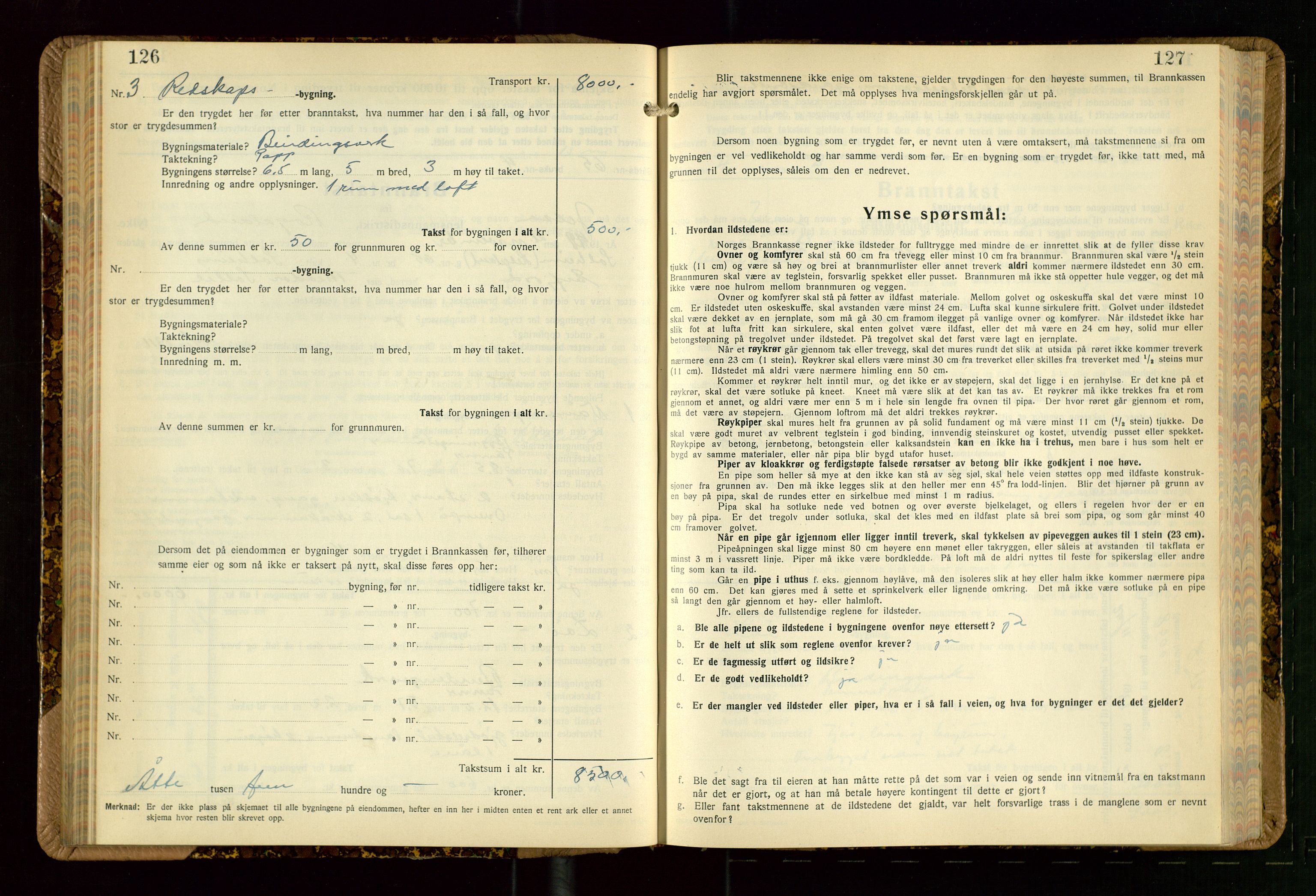 Jelsa lensmannskontor, AV/SAST-A-100360/Gob/L0003: "Branntakstprotokoll", 1942-1955, s. 126-127