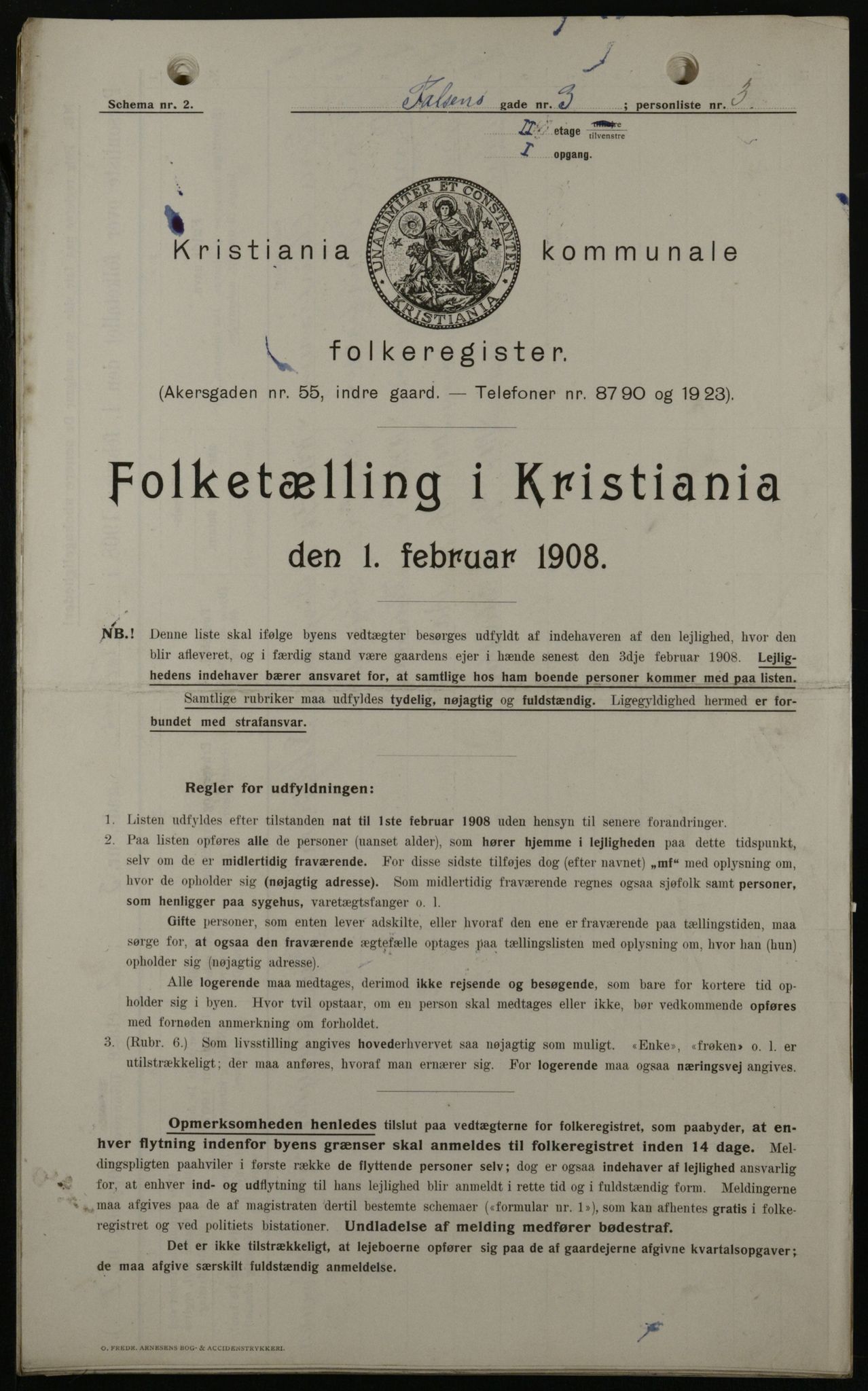 OBA, Kommunal folketelling 1.2.1908 for Kristiania kjøpstad, 1908, s. 21163