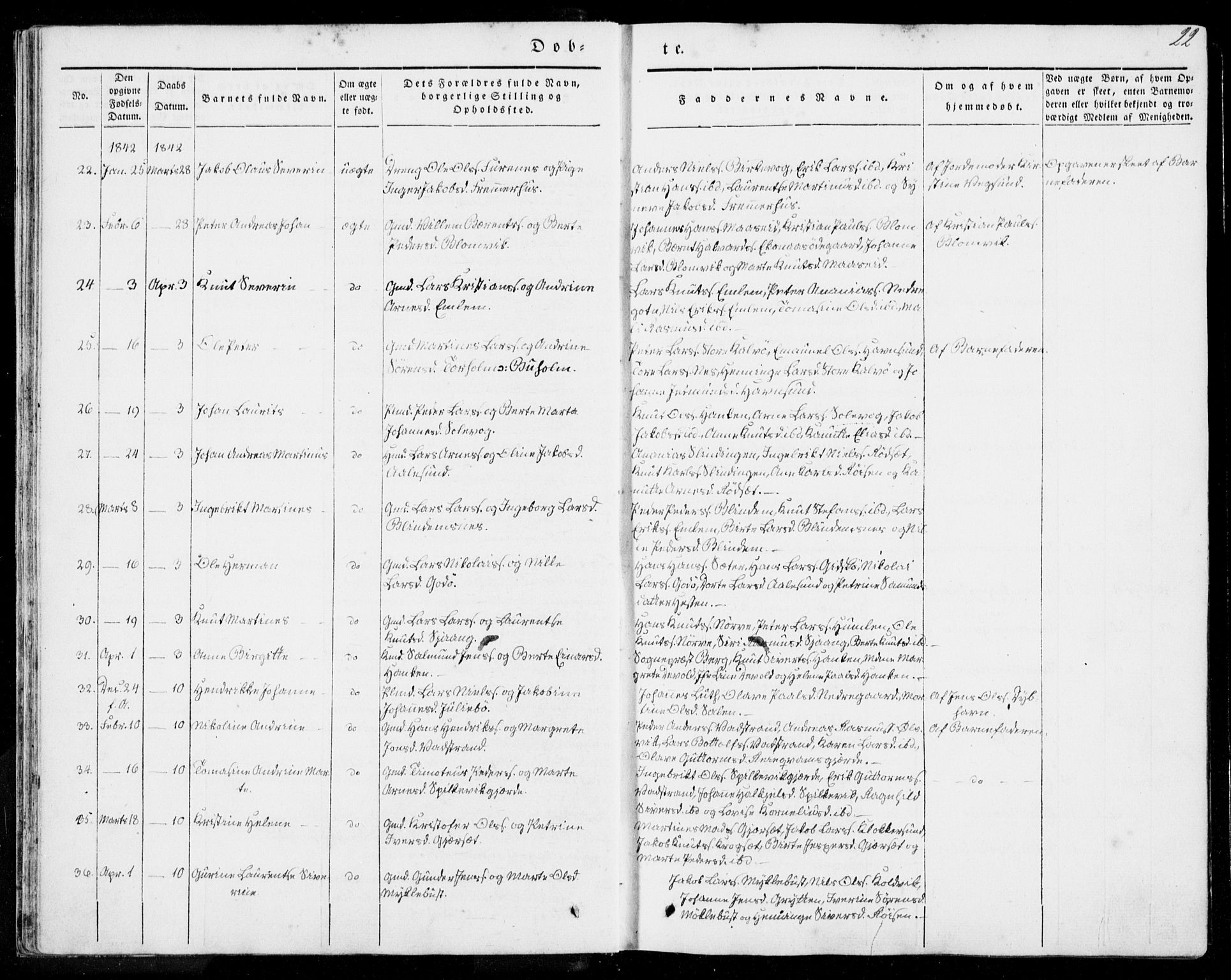 Ministerialprotokoller, klokkerbøker og fødselsregistre - Møre og Romsdal, SAT/A-1454/528/L0396: Ministerialbok nr. 528A07, 1839-1847, s. 22