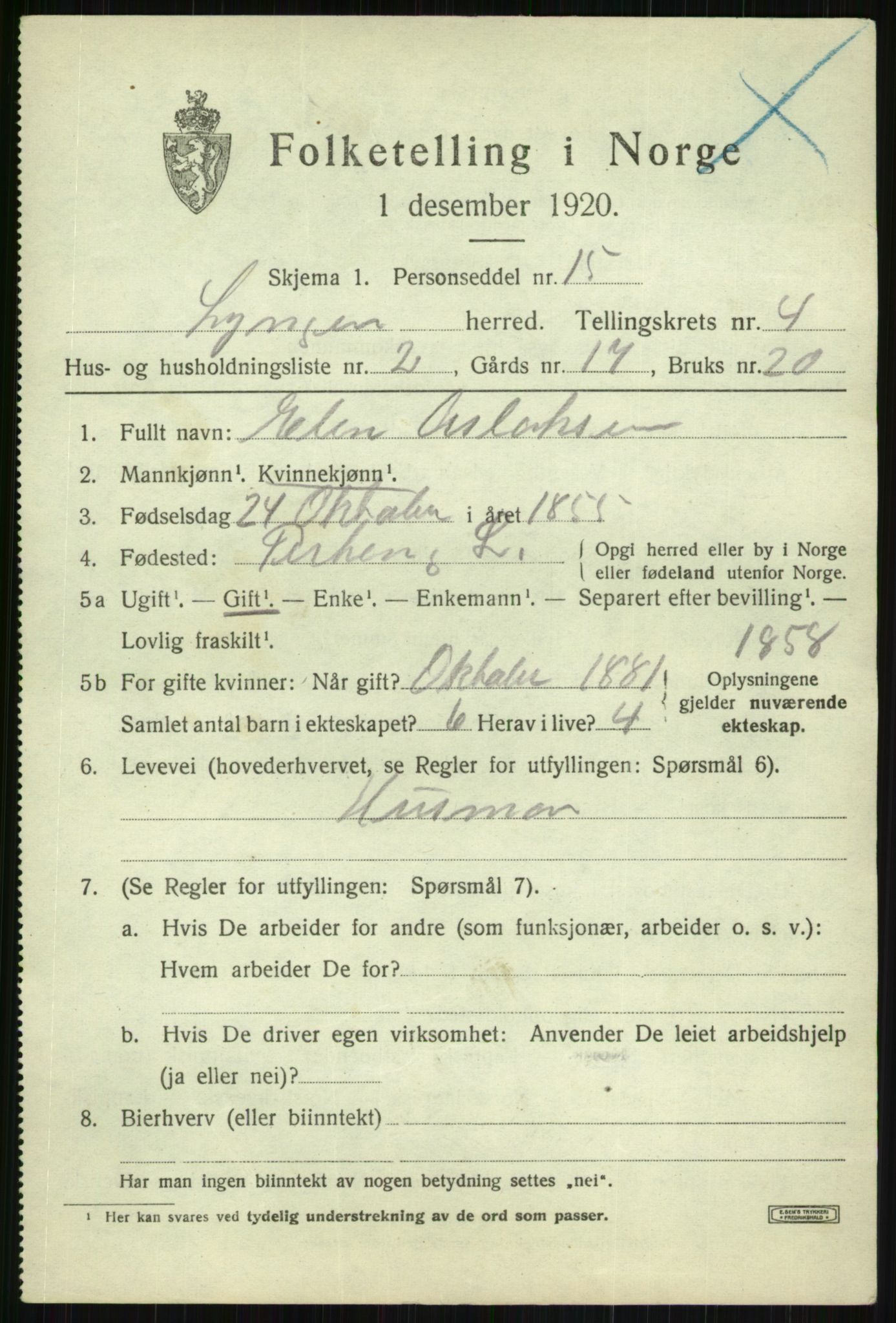 SATØ, Folketelling 1920 for 1938 Lyngen herred, 1920, s. 4051