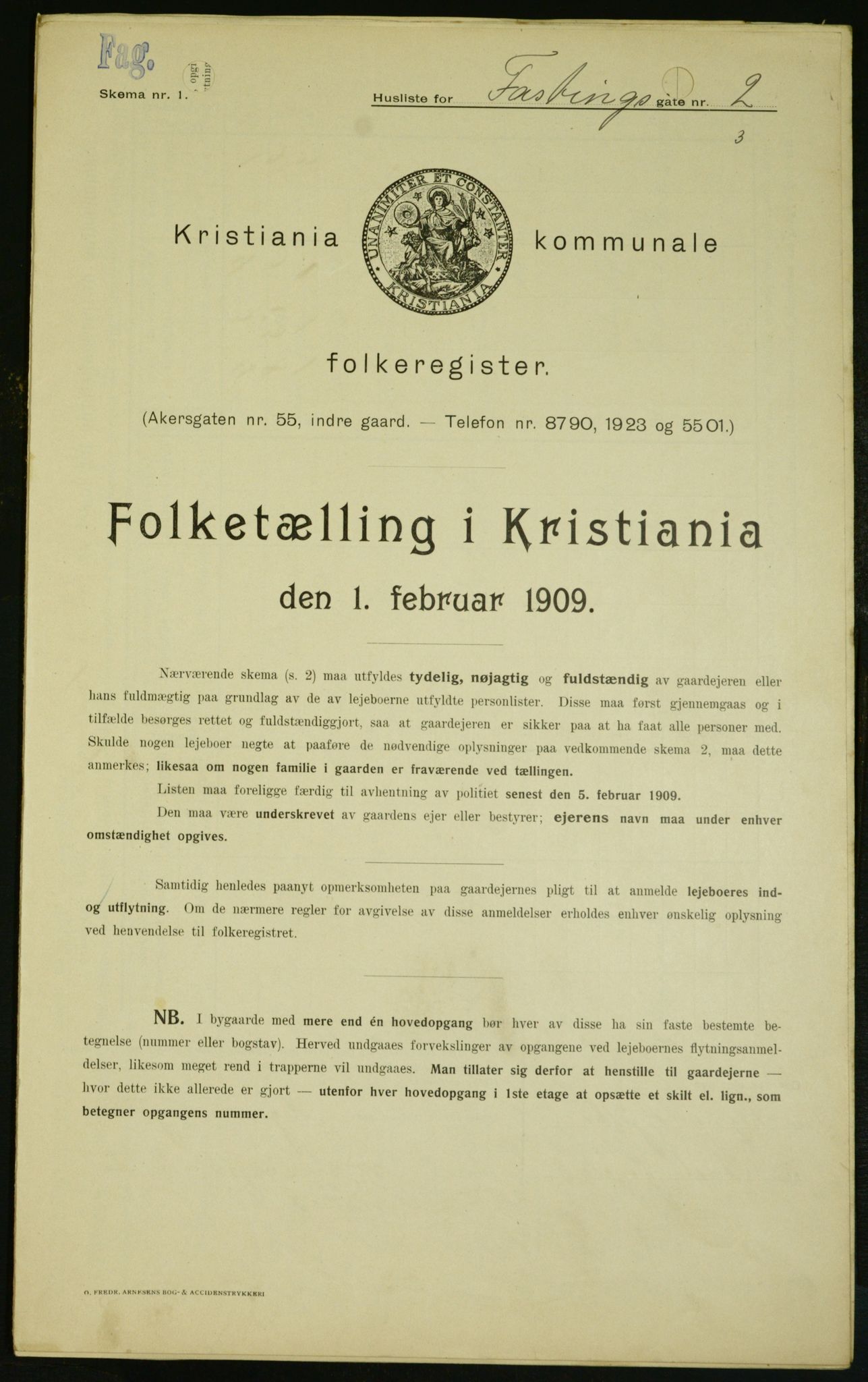 OBA, Kommunal folketelling 1.2.1909 for Kristiania kjøpstad, 1909, s. 21289