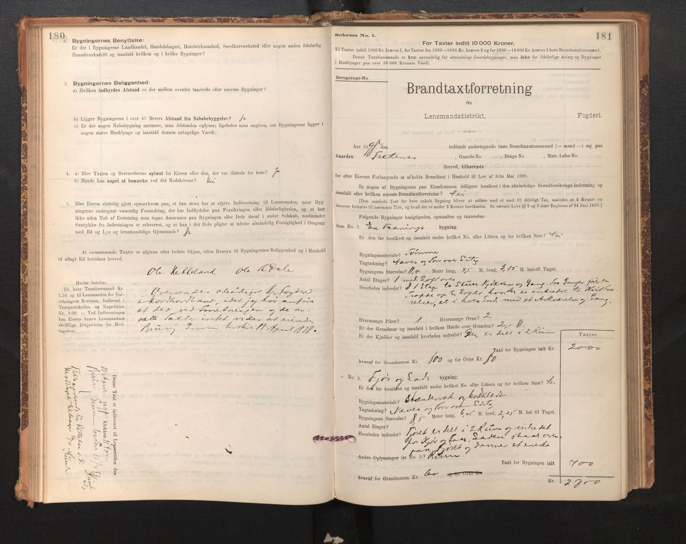 Lensmannen i Bruvik, SAB/A-31301/0012/L0006: Branntakstprotokoll, skjematakst, 1894-1906, s. 180-181