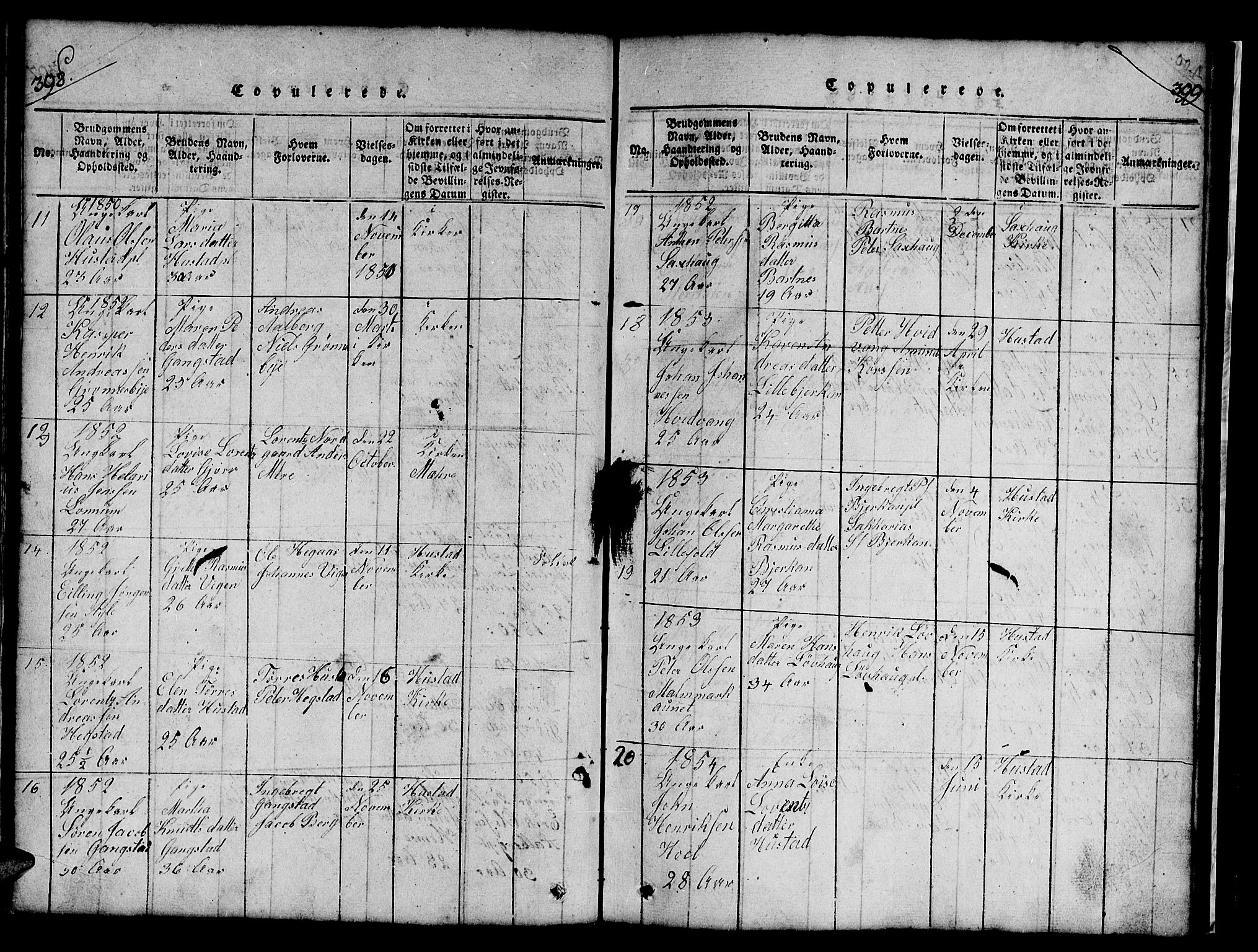 Ministerialprotokoller, klokkerbøker og fødselsregistre - Nord-Trøndelag, AV/SAT-A-1458/732/L0317: Klokkerbok nr. 732C01, 1816-1881, s. 398-399