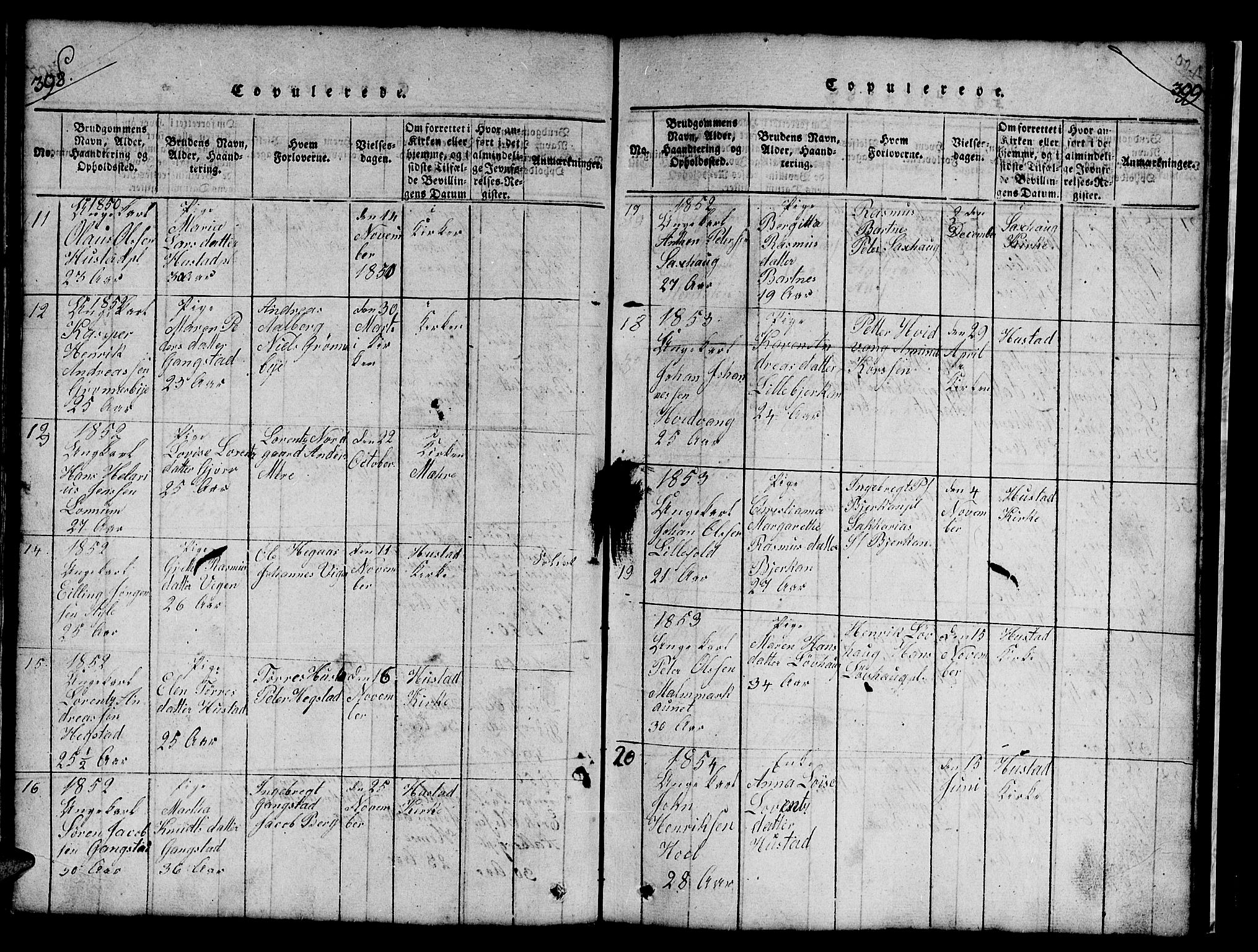 Ministerialprotokoller, klokkerbøker og fødselsregistre - Nord-Trøndelag, SAT/A-1458/732/L0317: Klokkerbok nr. 732C01, 1816-1881, s. 398-399