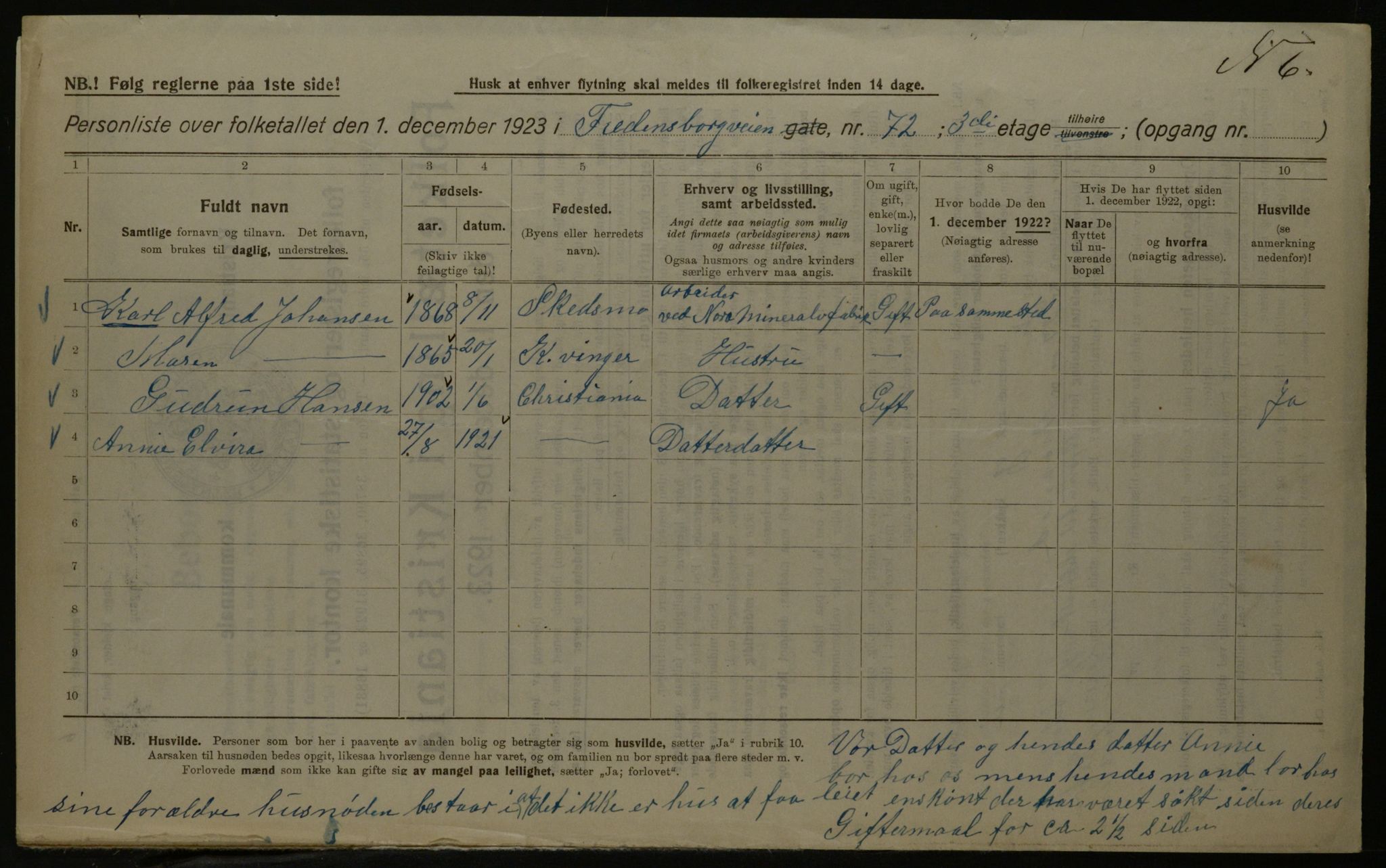 OBA, Kommunal folketelling 1.12.1923 for Kristiania, 1923, s. 29593