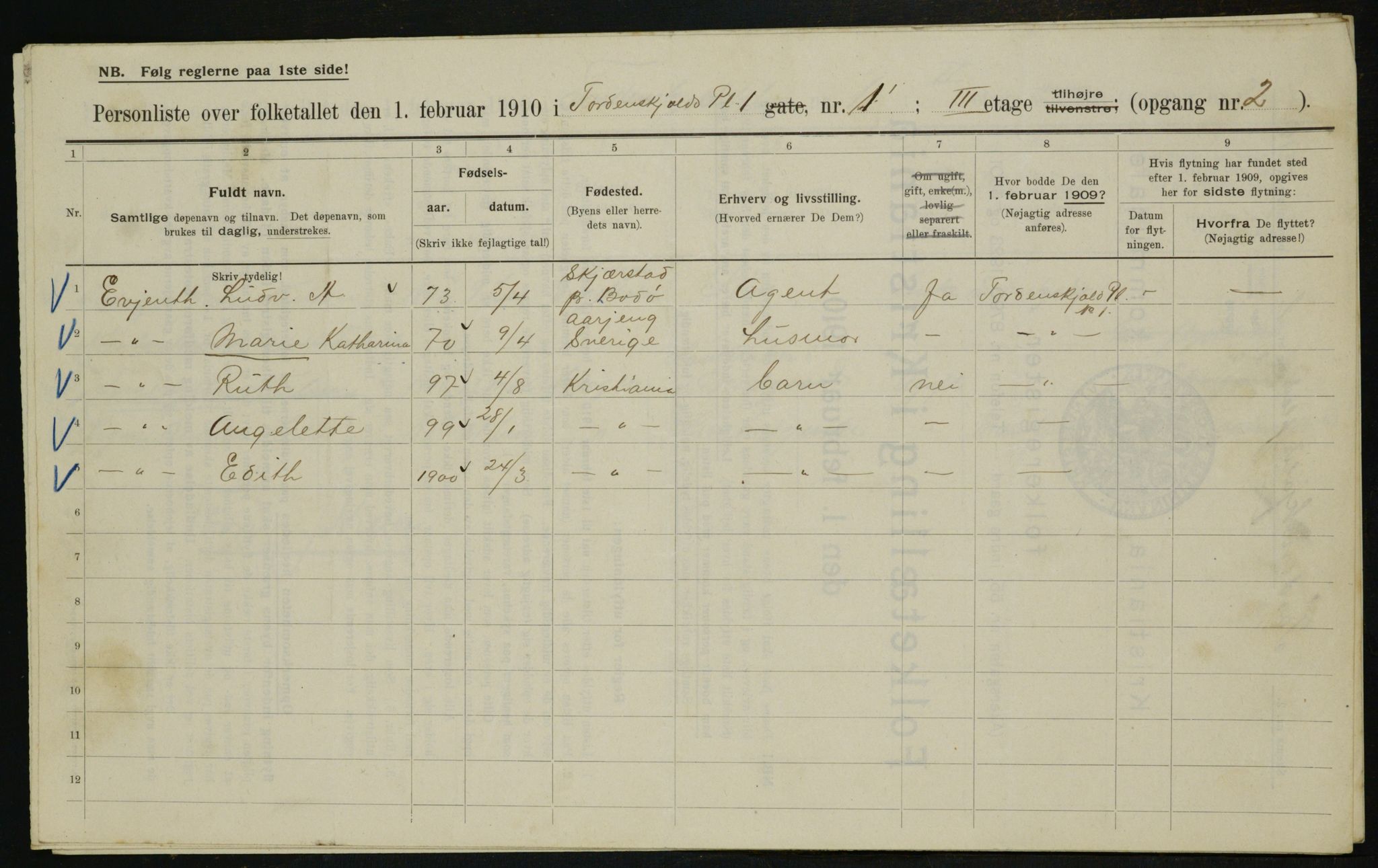 OBA, Kommunal folketelling 1.2.1910 for Kristiania, 1910, s. 108028