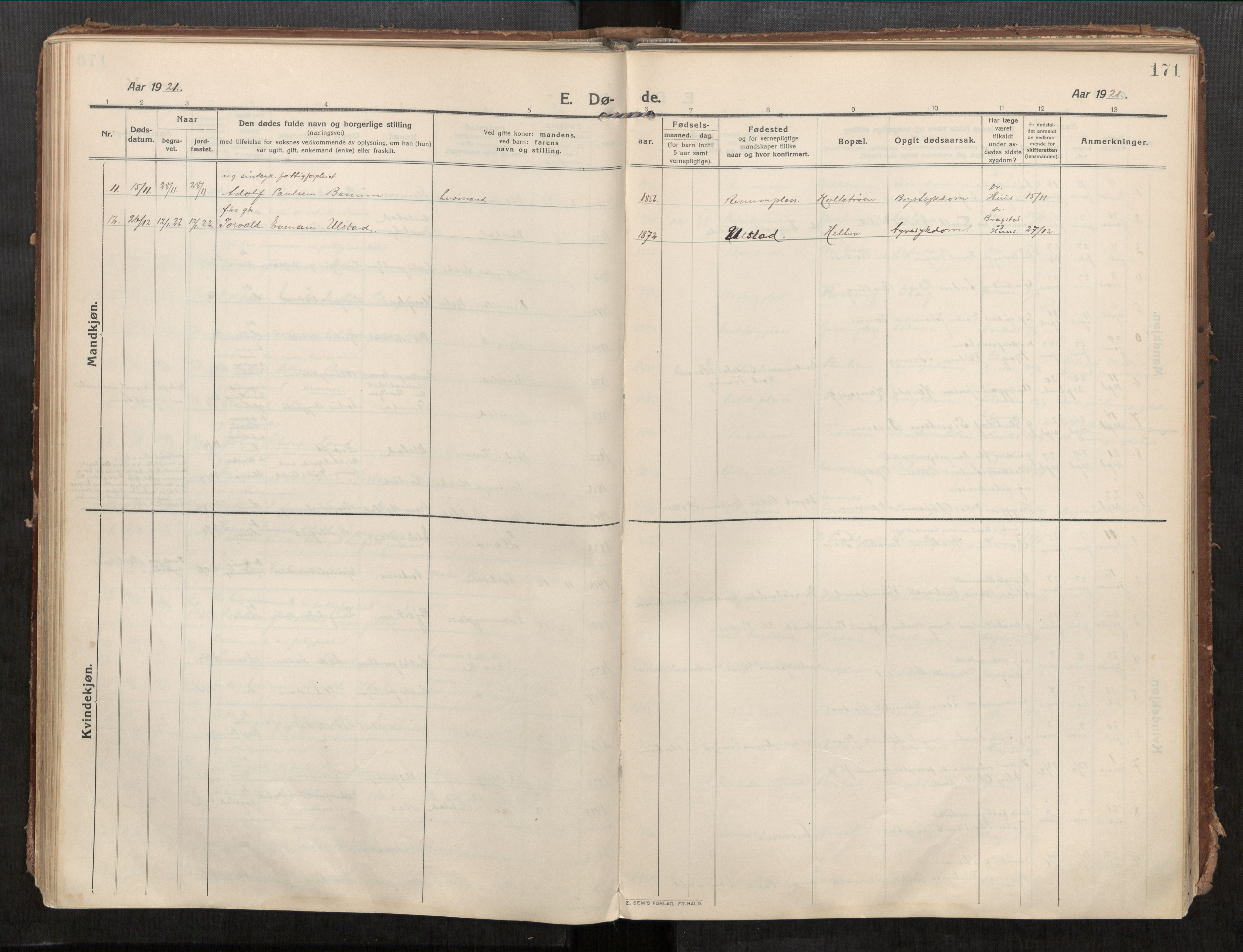 Beitstad sokneprestkontor, AV/SAT-A-1162/I/I1/I1a/L0001: Ministerialbok nr. 1, 1912-1927, s. 171