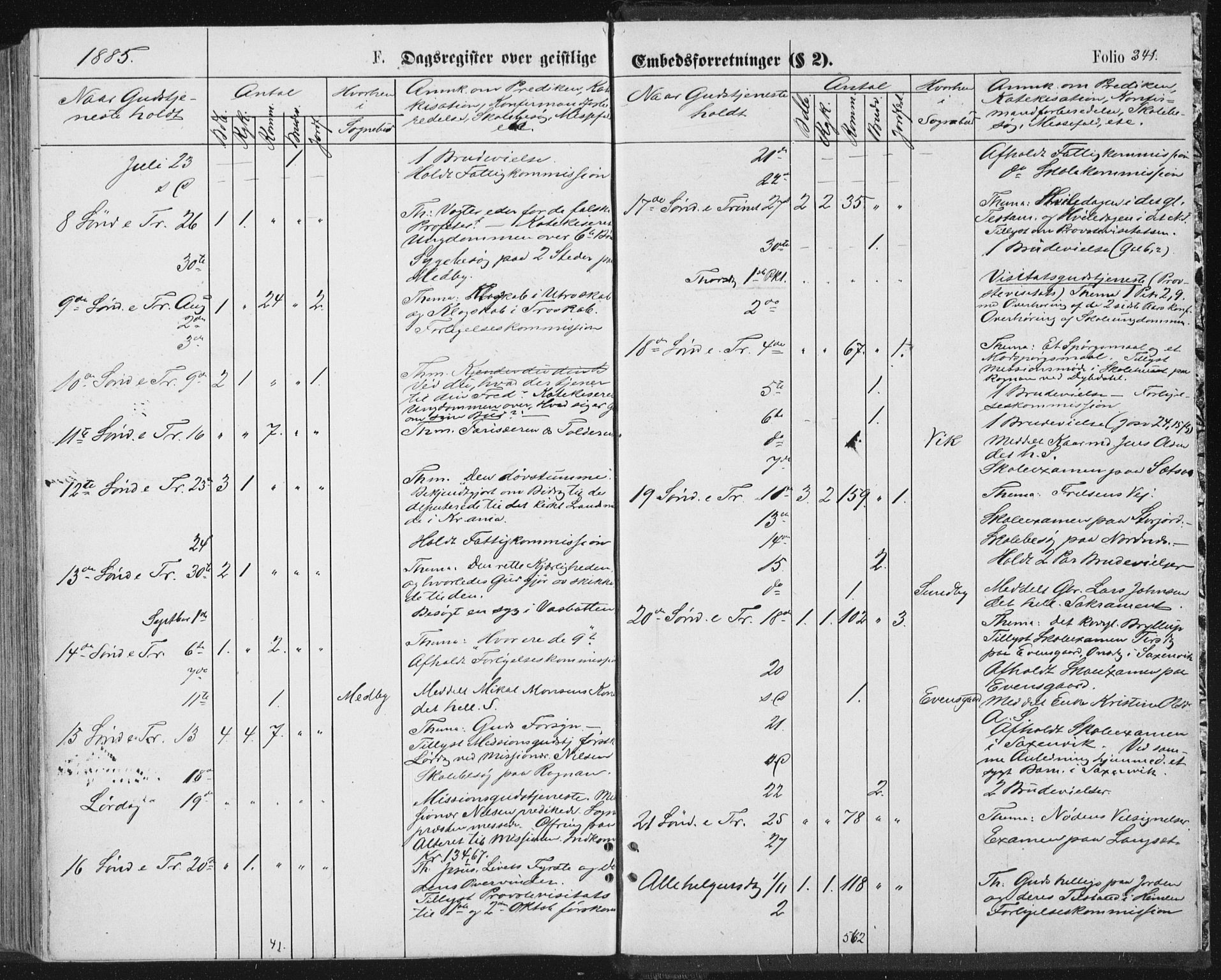 Ministerialprotokoller, klokkerbøker og fødselsregistre - Nordland, AV/SAT-A-1459/847/L0668: Ministerialbok nr. 847A08, 1872-1886, s. 341