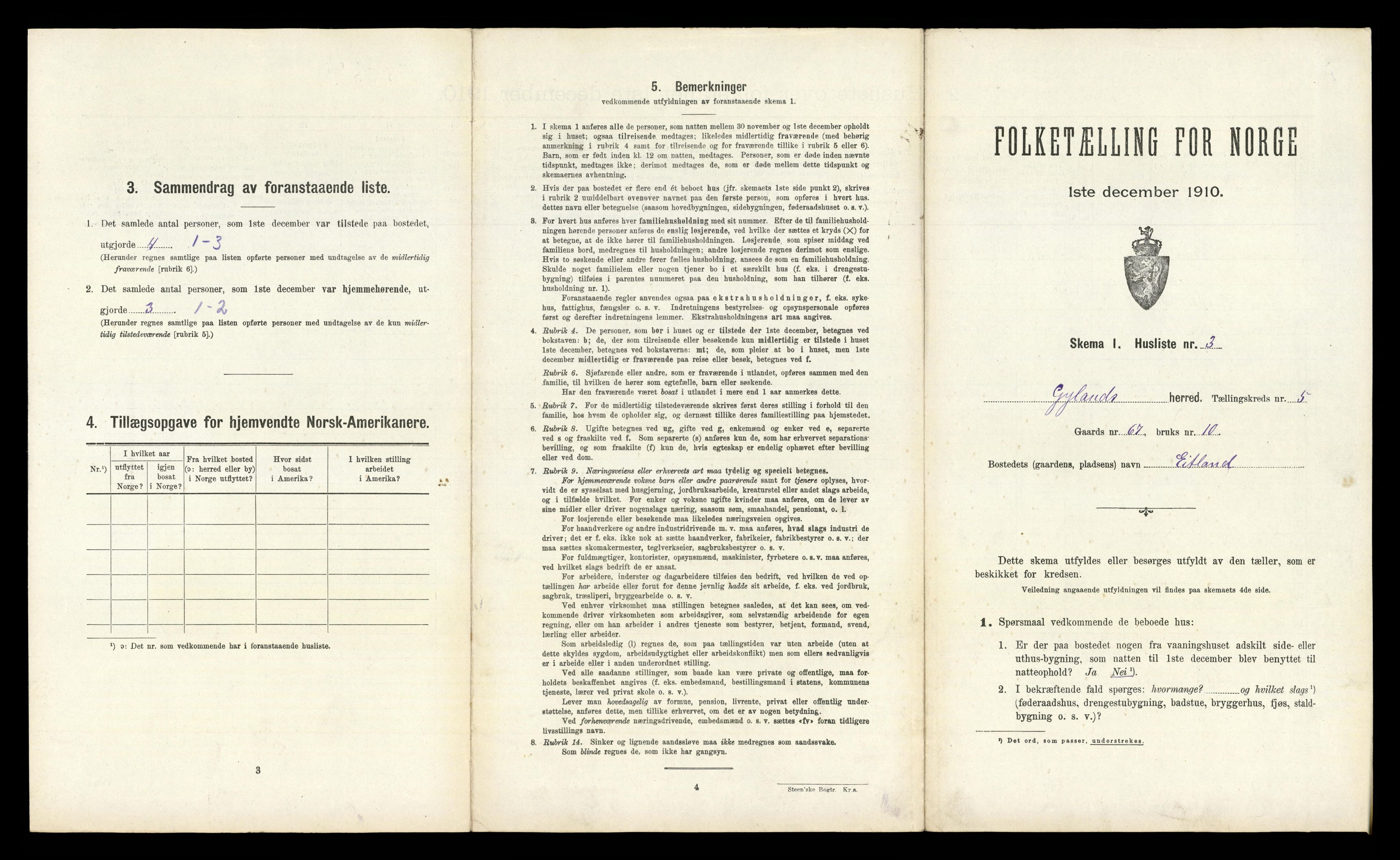 RA, Folketelling 1910 for 1044 Gyland herred, 1910, s. 158
