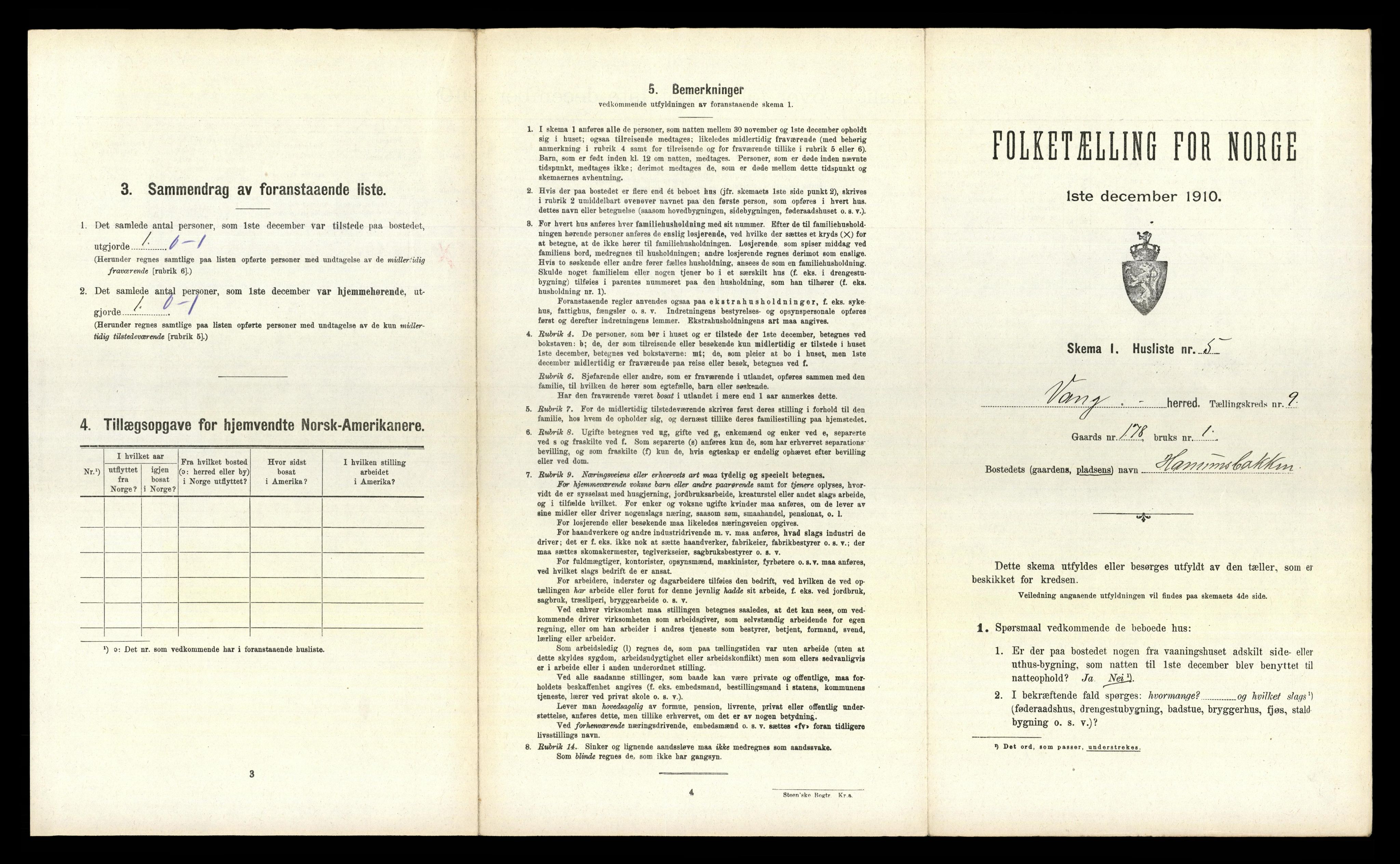RA, Folketelling 1910 for 0414 Vang herred, 1910, s. 2019