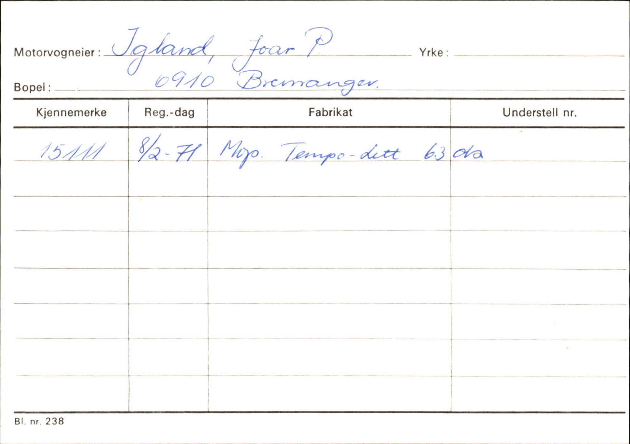 Statens vegvesen, Sogn og Fjordane vegkontor, AV/SAB-A-5301/4/F/L0133: Eigarregister Bremanger A-Å. Gaular A-H, 1945-1975, s. 925