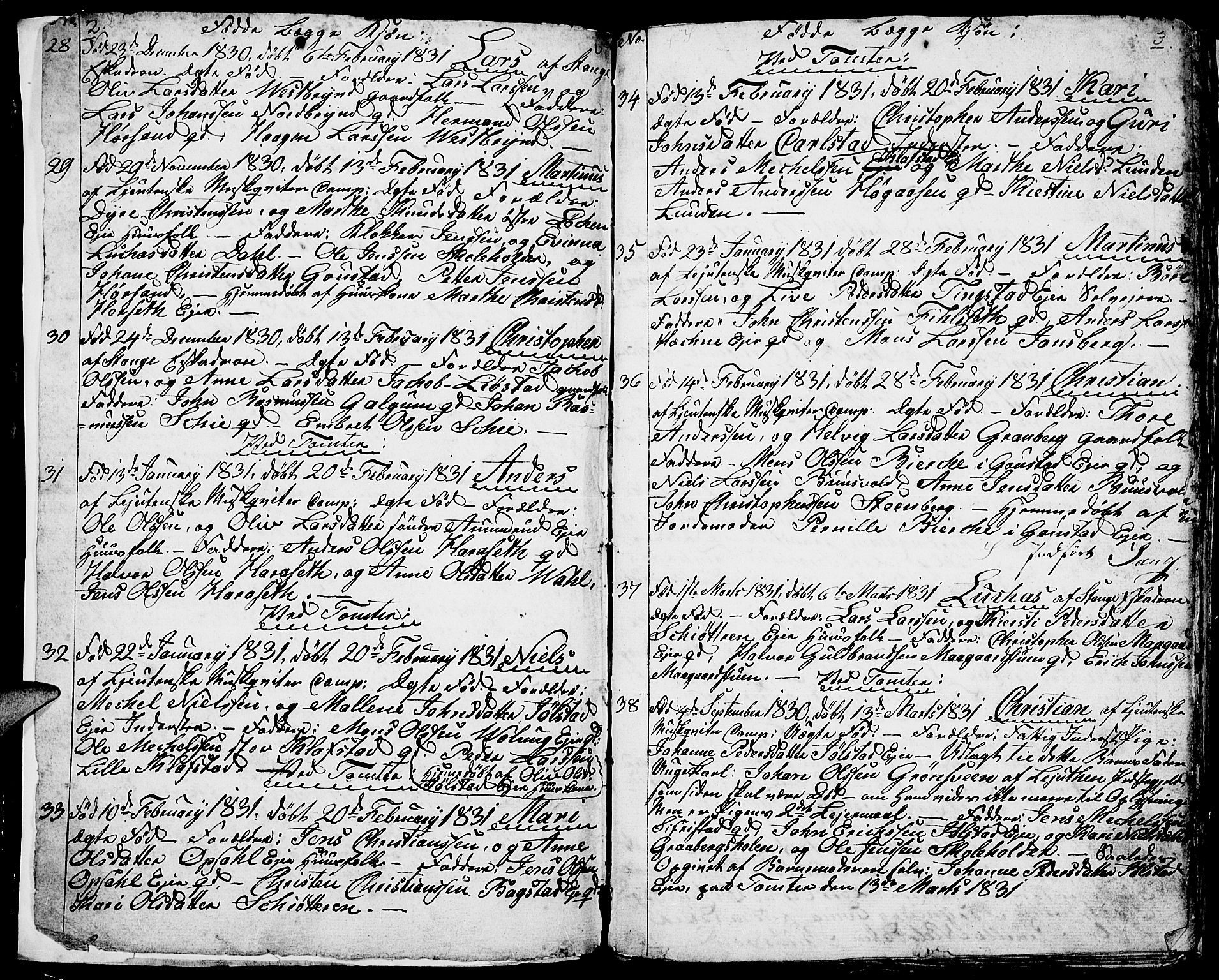 Romedal prestekontor, AV/SAH-PREST-004/L/L0007: Klokkerbok nr. 7, 1831-1837, s. 2-3