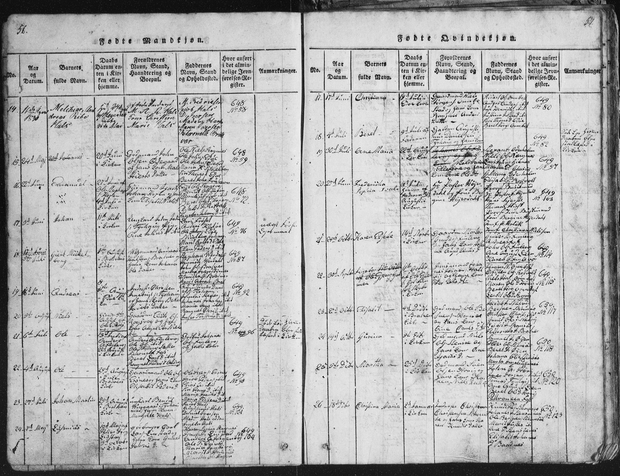 Ministerialprotokoller, klokkerbøker og fødselsregistre - Møre og Romsdal, SAT/A-1454/581/L0942: Klokkerbok nr. 581C00, 1820-1836, s. 56-57