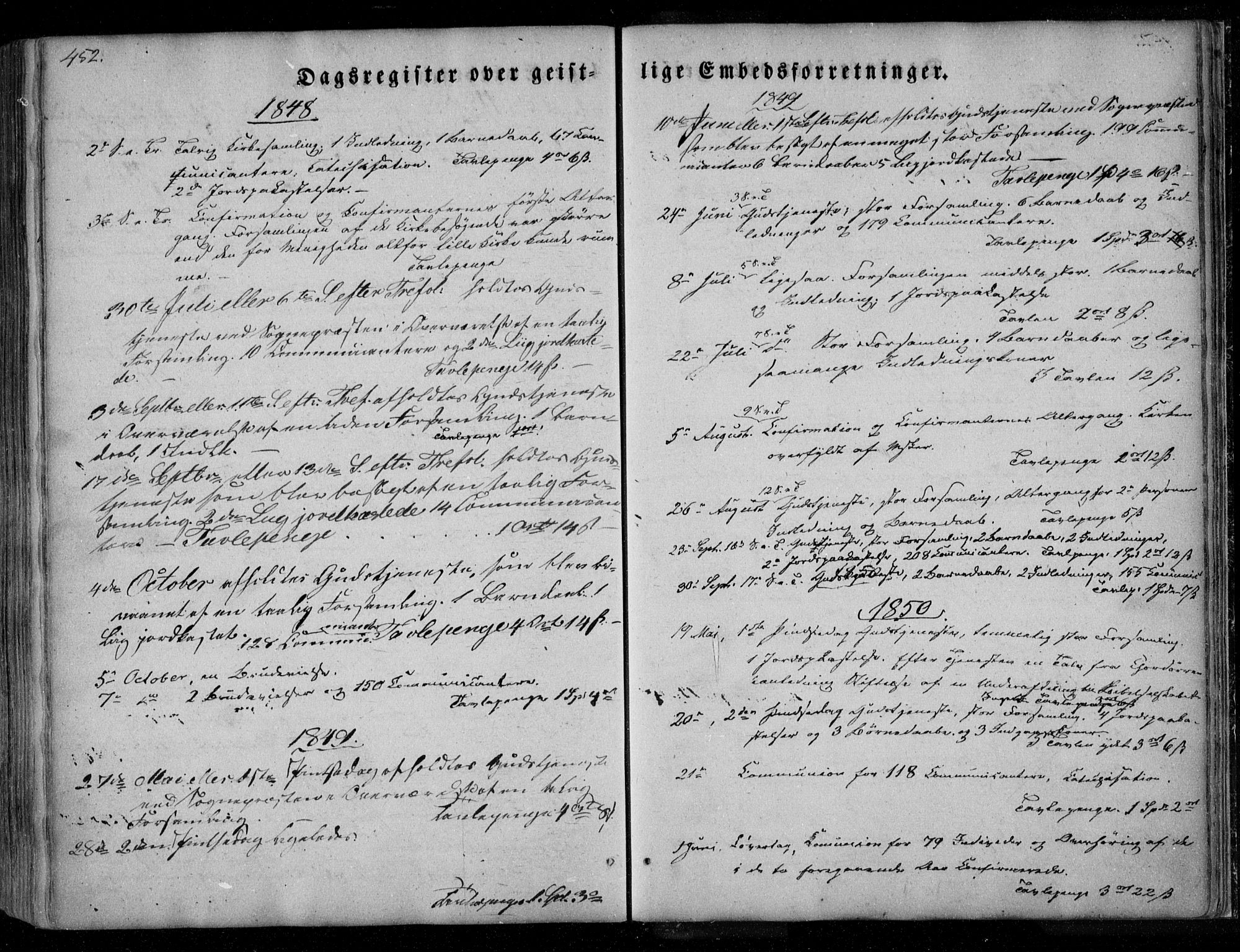 Ministerialprotokoller, klokkerbøker og fødselsregistre - Nordland, SAT/A-1459/846/L0644: Ministerialbok nr. 846A02, 1837-1872, s. 452