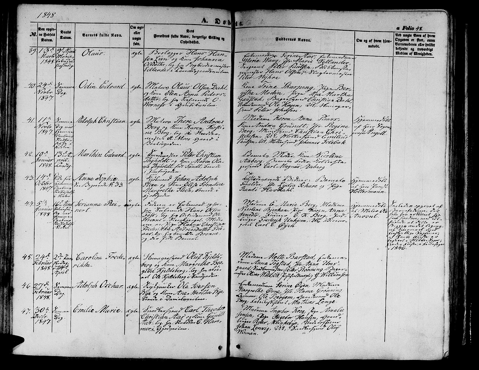 Ministerialprotokoller, klokkerbøker og fødselsregistre - Sør-Trøndelag, SAT/A-1456/602/L0137: Klokkerbok nr. 602C05, 1846-1856, s. 48