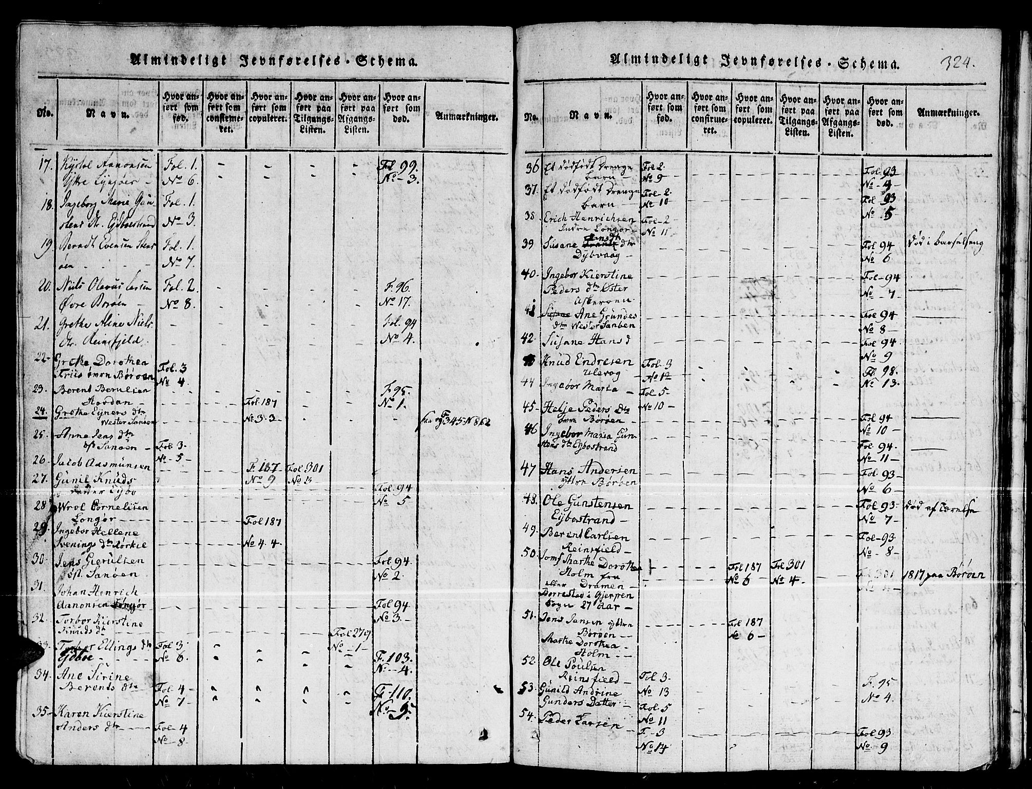 Dypvåg sokneprestkontor, AV/SAK-1111-0007/F/Fb/Fba/L0009: Klokkerbok nr. B 9, 1816-1842, s. 324