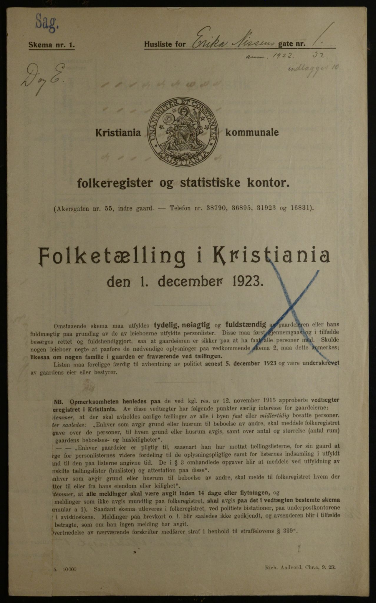 OBA, Kommunal folketelling 1.12.1923 for Kristiania, 1923, s. 24501