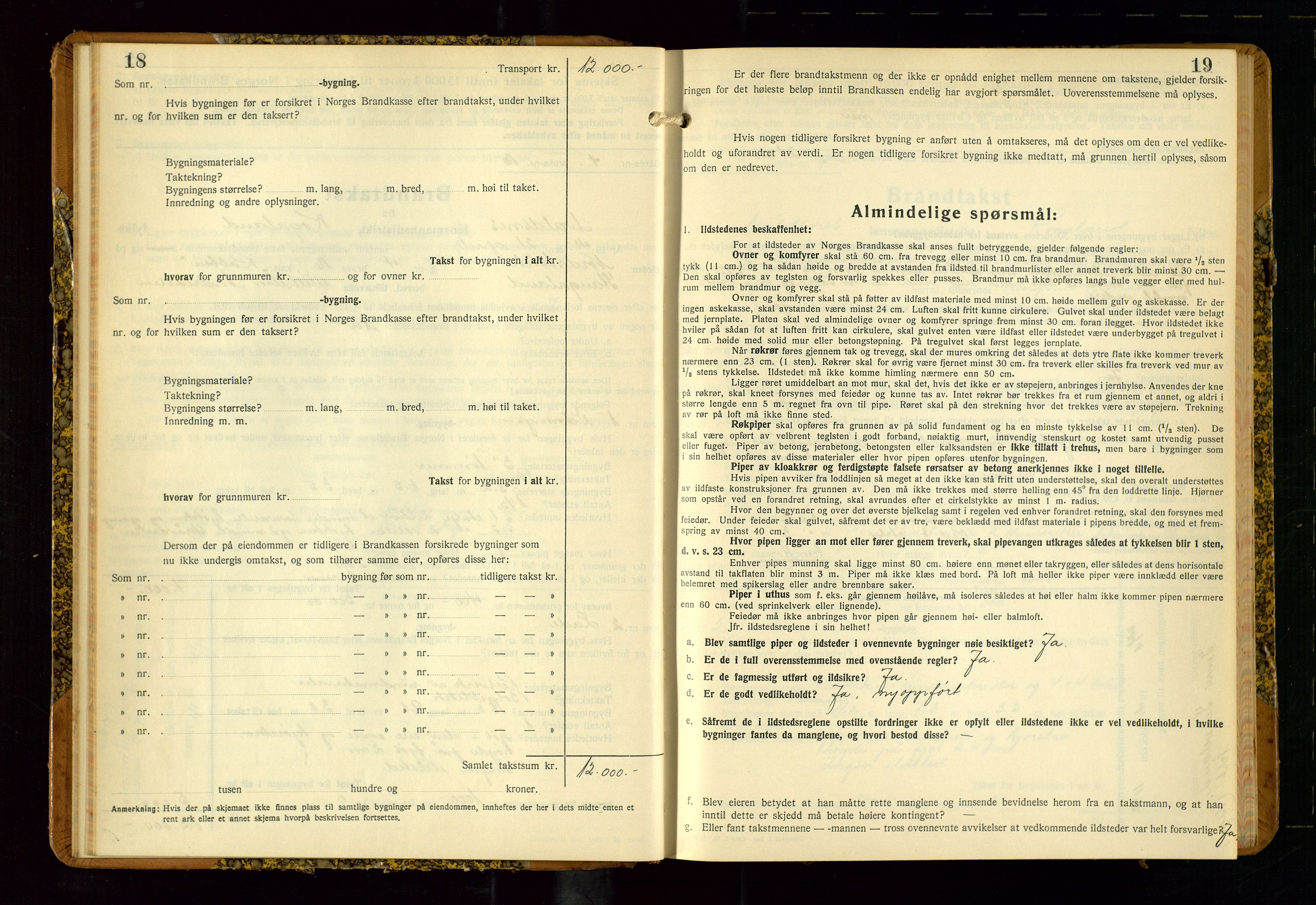 Avaldsnes lensmannskontor, AV/SAST-A-100286/Gob/L0002: "Branntakstprotokoll for Avaldsnes lensmannsdistrikt Rogaland fylke", 1940-1950, s. 18-19