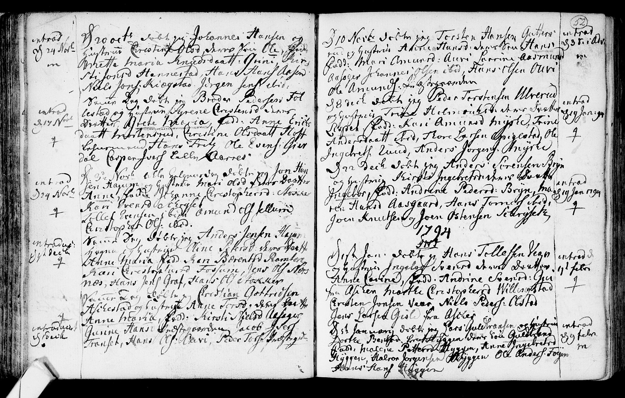 Røyken kirkebøker, AV/SAKO-A-241/F/Fa/L0003: Ministerialbok nr. 3, 1782-1813, s. 52