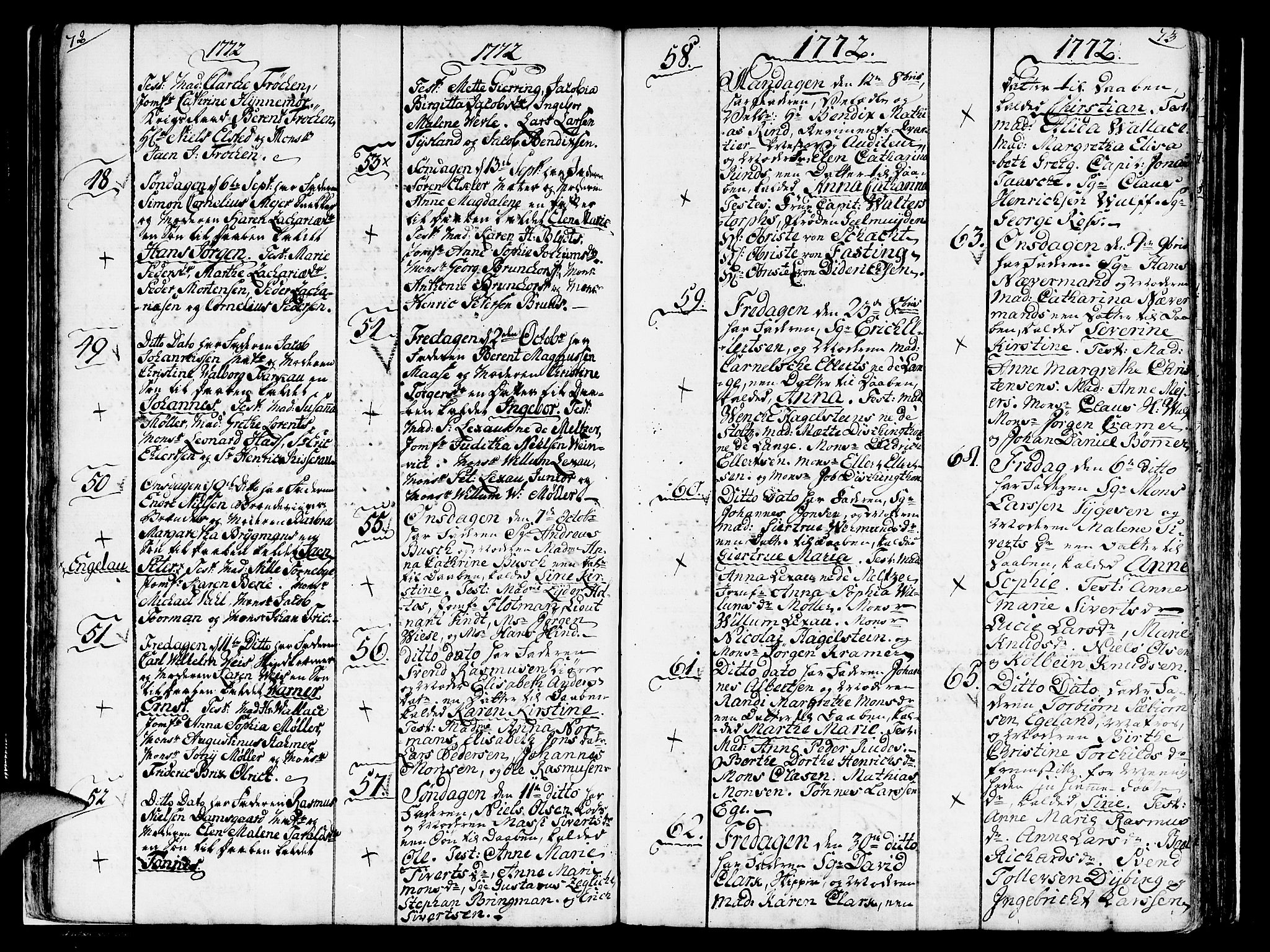 Nykirken Sokneprestembete, AV/SAB-A-77101/H/Haa/L0004: Ministerialbok nr. A 4, 1765-1775, s. 72-73