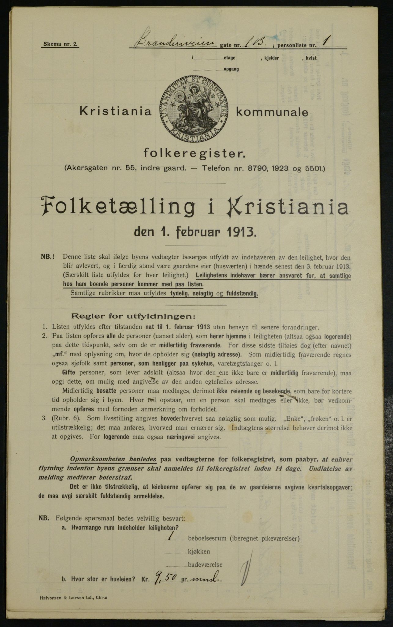 OBA, Kommunal folketelling 1.2.1913 for Kristiania, 1913, s. 8580