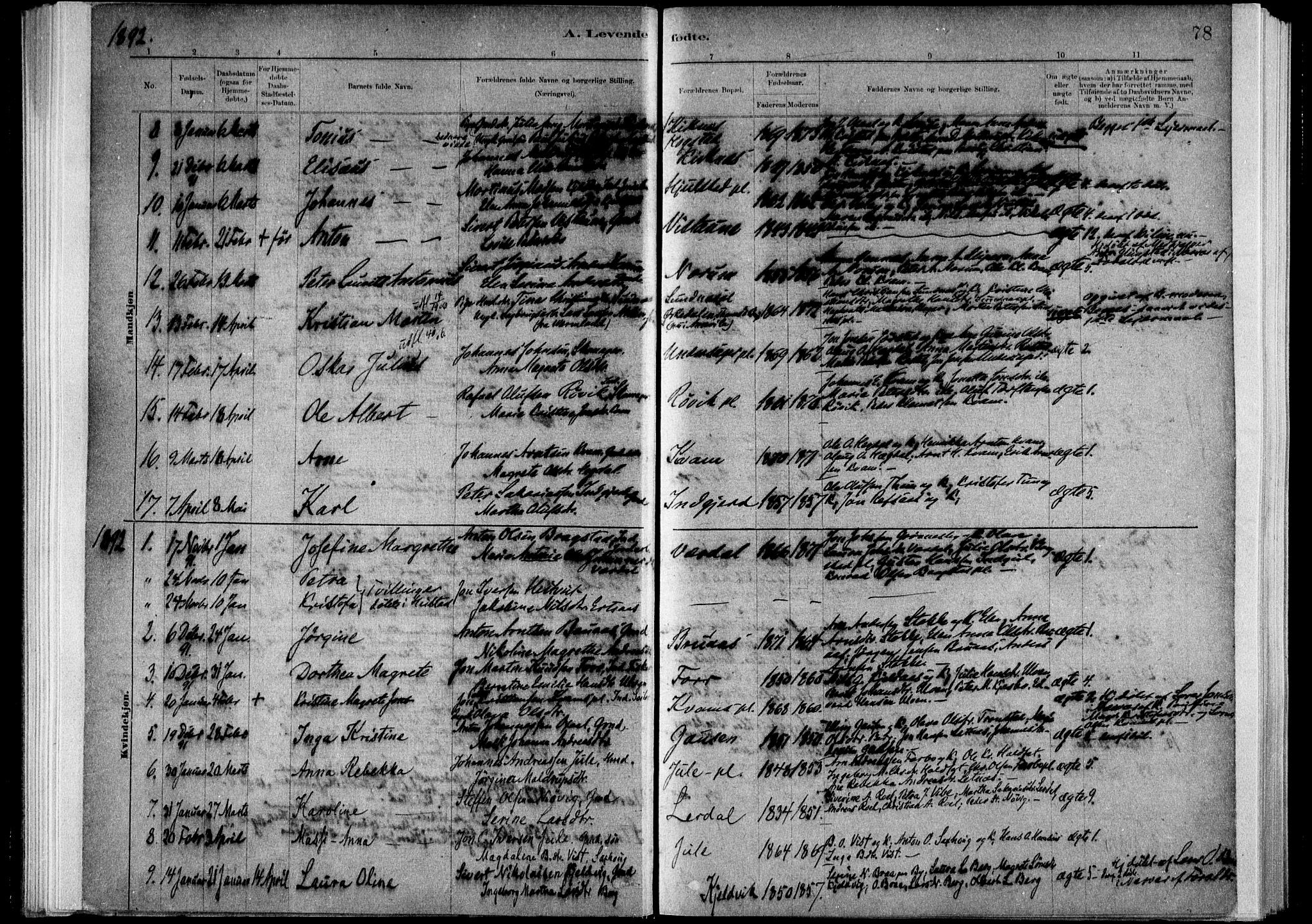 Ministerialprotokoller, klokkerbøker og fødselsregistre - Nord-Trøndelag, SAT/A-1458/730/L0285: Ministerialbok nr. 730A10, 1879-1914, s. 78