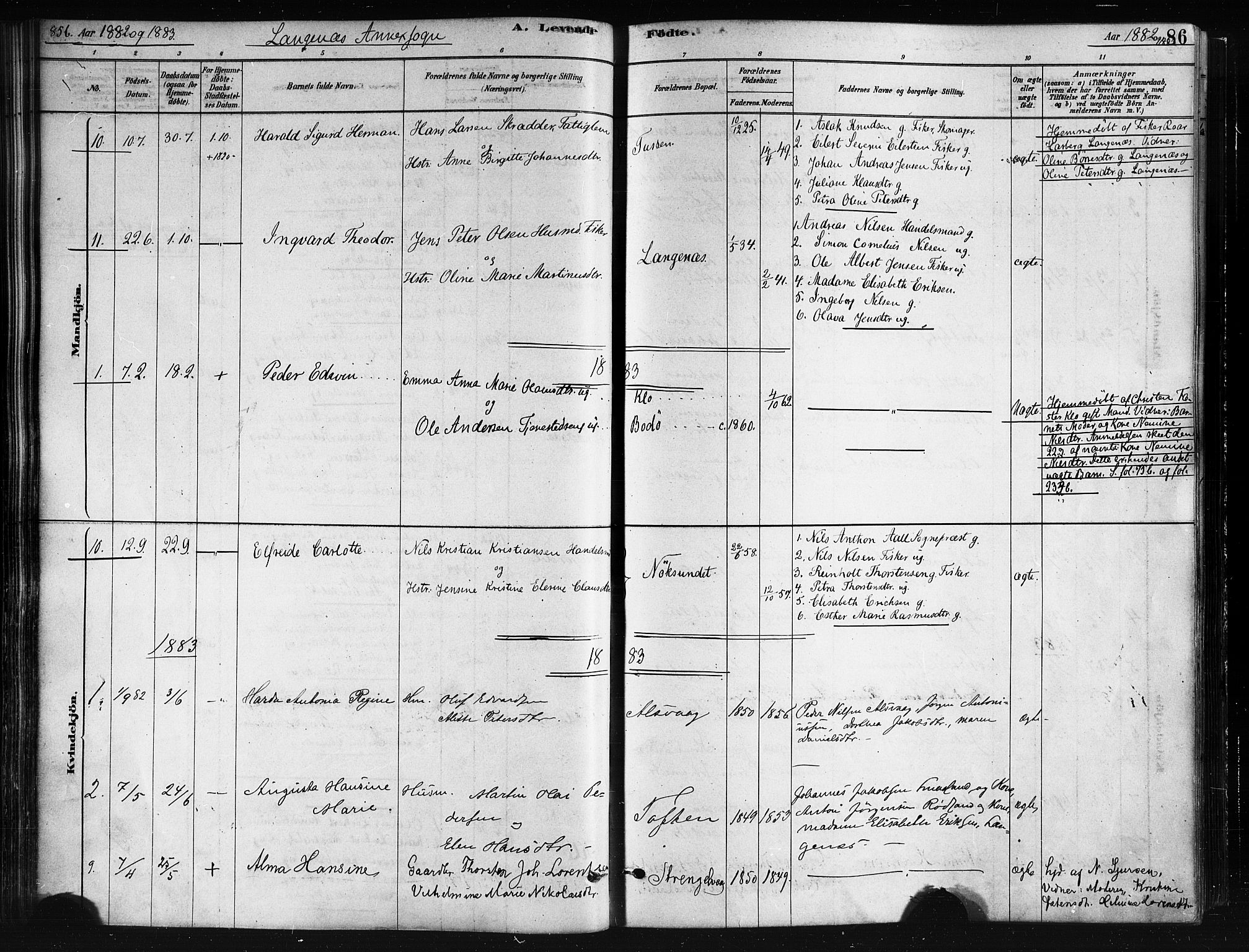 Ministerialprotokoller, klokkerbøker og fødselsregistre - Nordland, SAT/A-1459/893/L1335: Ministerialbok nr. 893A08 /2, 1878-1884, s. 86