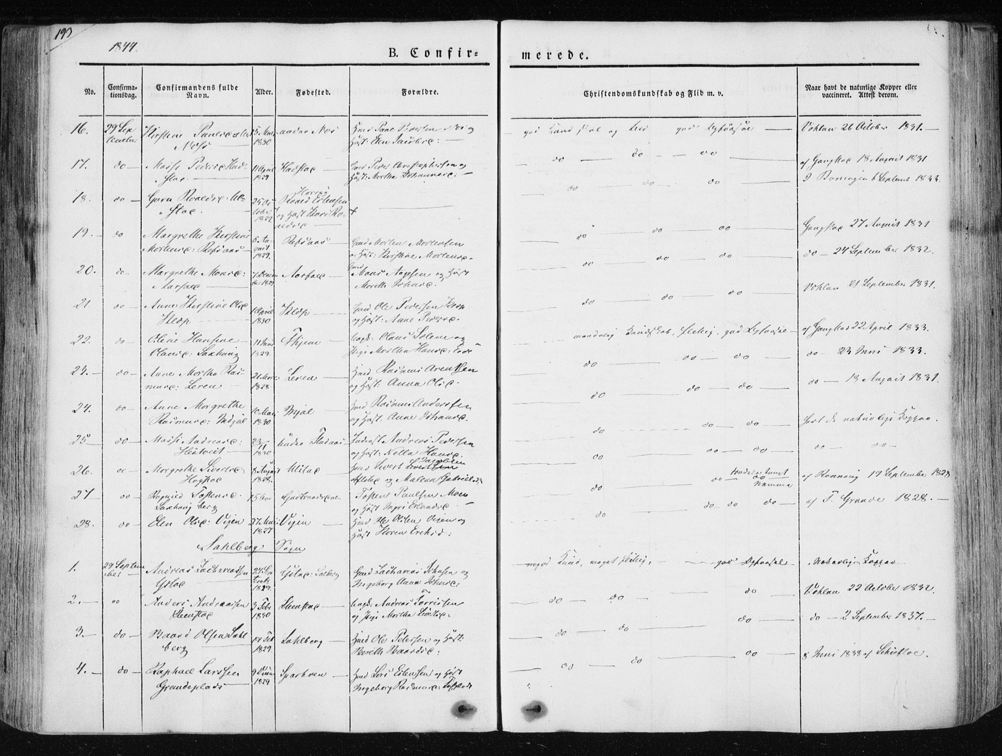 Ministerialprotokoller, klokkerbøker og fødselsregistre - Nord-Trøndelag, SAT/A-1458/730/L0280: Ministerialbok nr. 730A07 /1, 1840-1854, s. 193