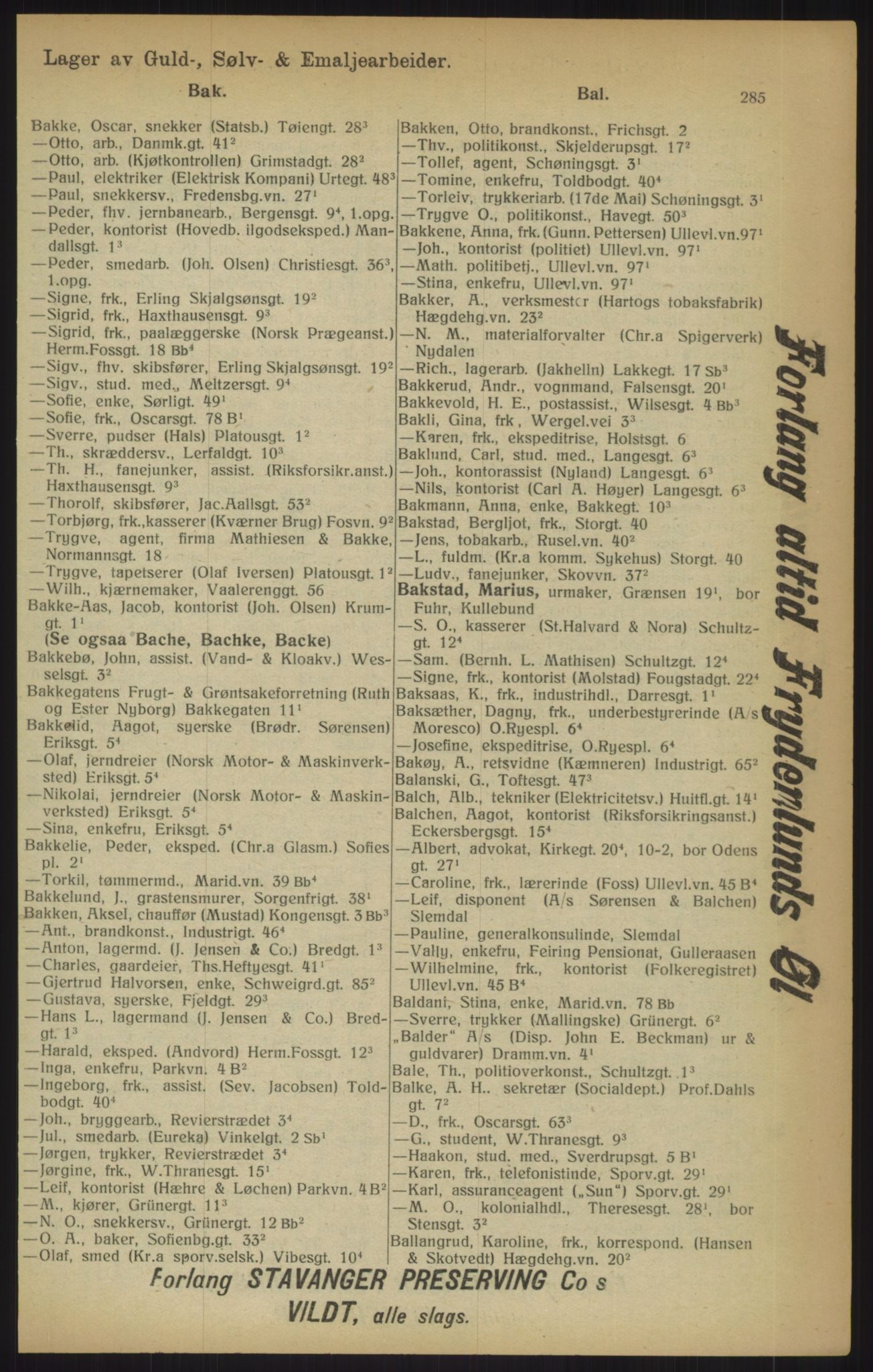 Kristiania/Oslo adressebok, PUBL/-, 1915, s. 285