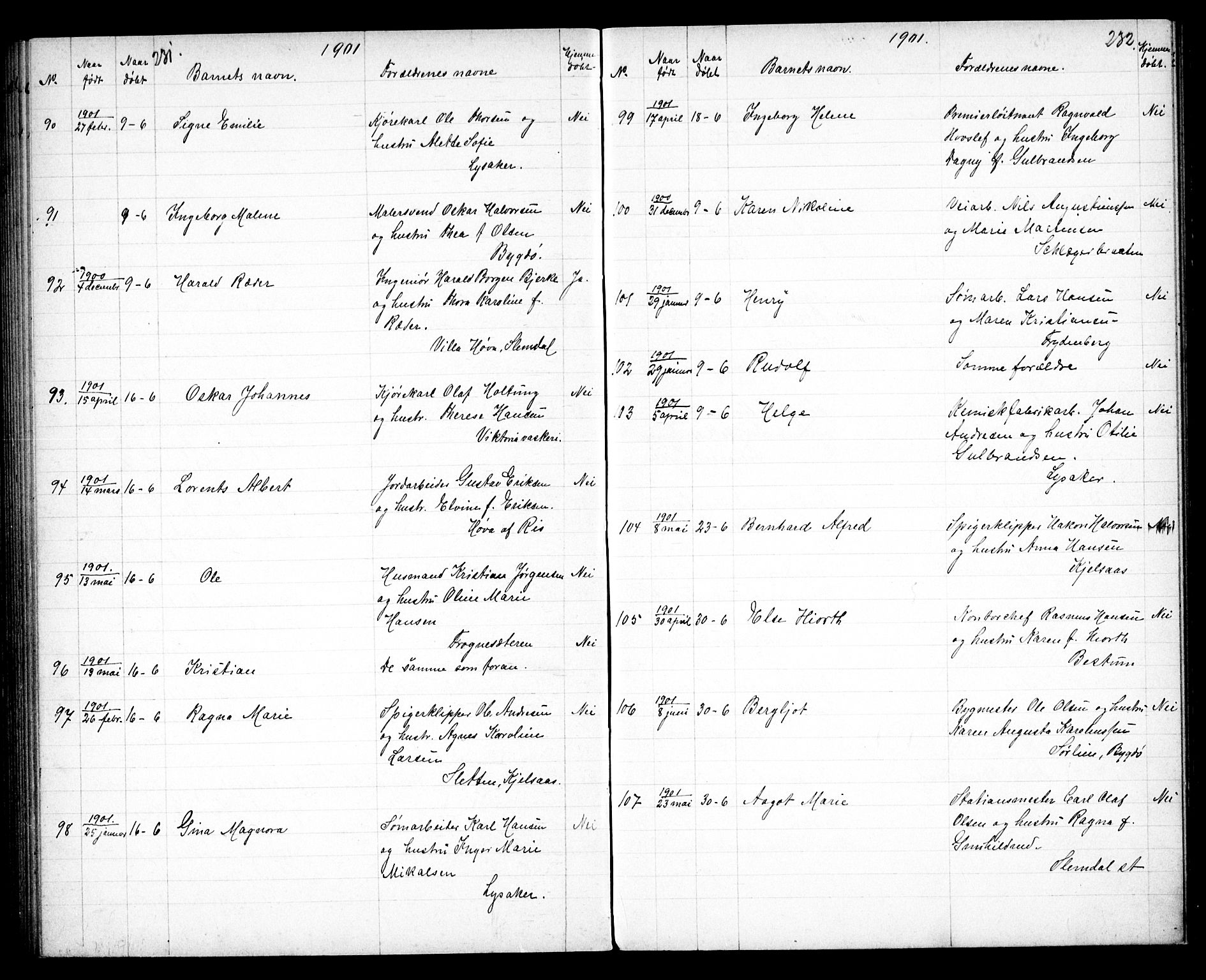 Vestre Aker prestekontor Kirkebøker, AV/SAO-A-10025/G/Ga/L0004: Klokkerbok nr. I 4, 1891-1903, s. 231-232