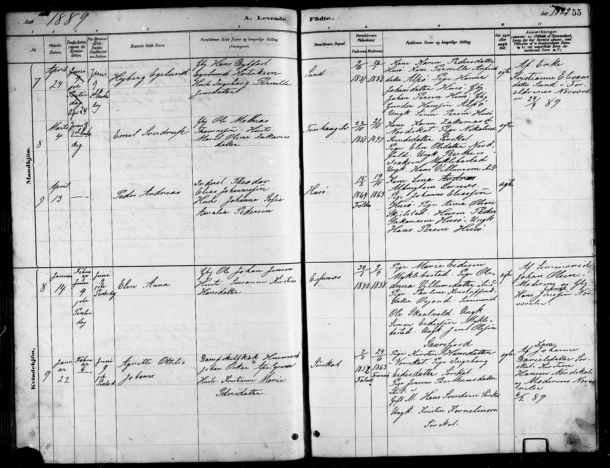 Ministerialprotokoller, klokkerbøker og fødselsregistre - Nordland, AV/SAT-A-1459/857/L0828: Klokkerbok nr. 857C03, 1879-1908, s. 55