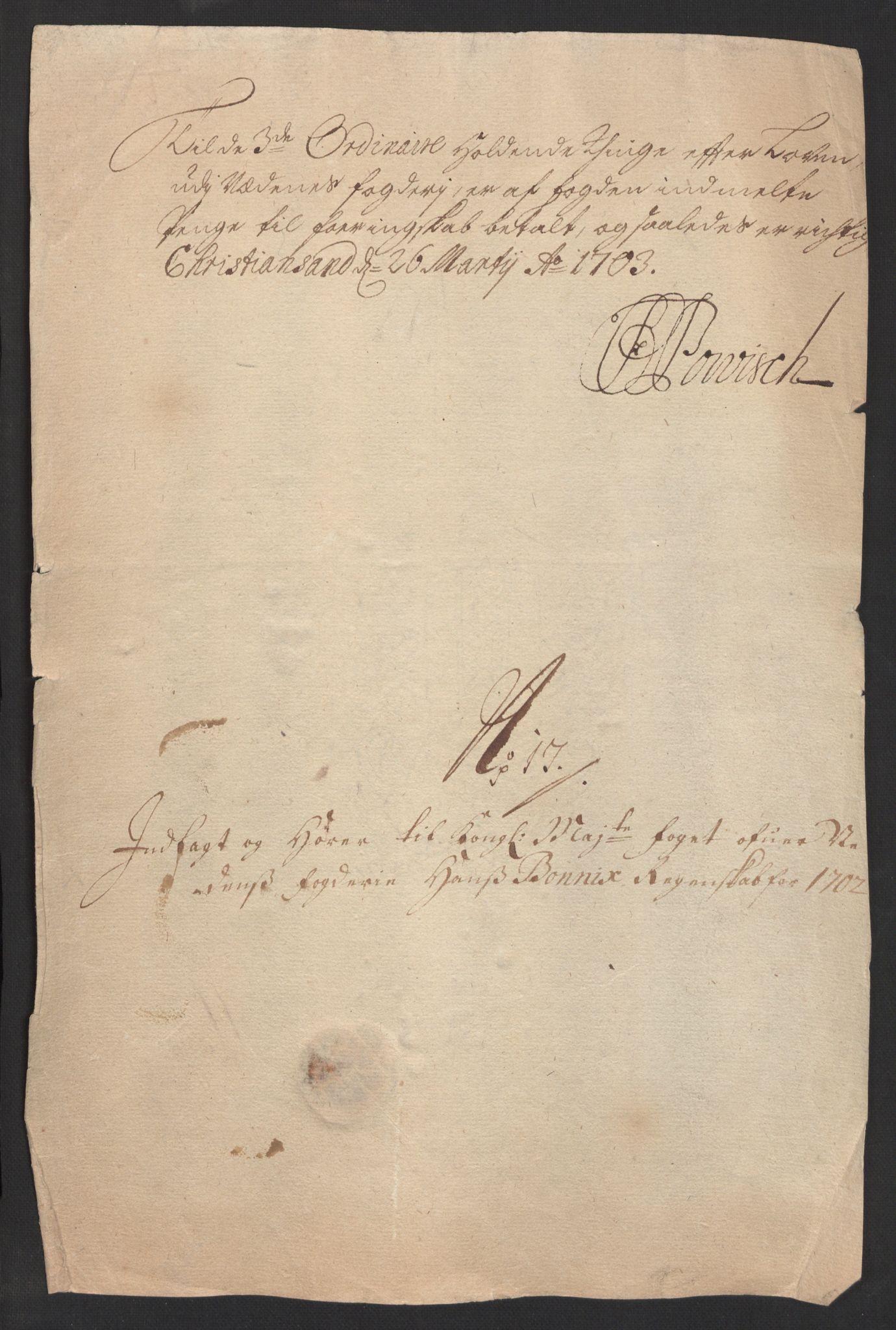 Rentekammeret inntil 1814, Reviderte regnskaper, Fogderegnskap, AV/RA-EA-4092/R39/L2316: Fogderegnskap Nedenes, 1702-1703, s. 161