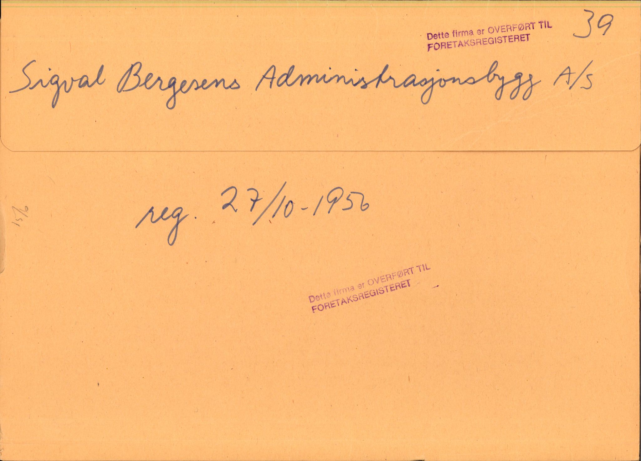 Stavanger byfogd, AV/SAST-A-101408/002/J/Jd/Jde/L0032: Registreringsmeldinger og bilag. Aksjeselskap, 39-60, 1925-1956, s. 1