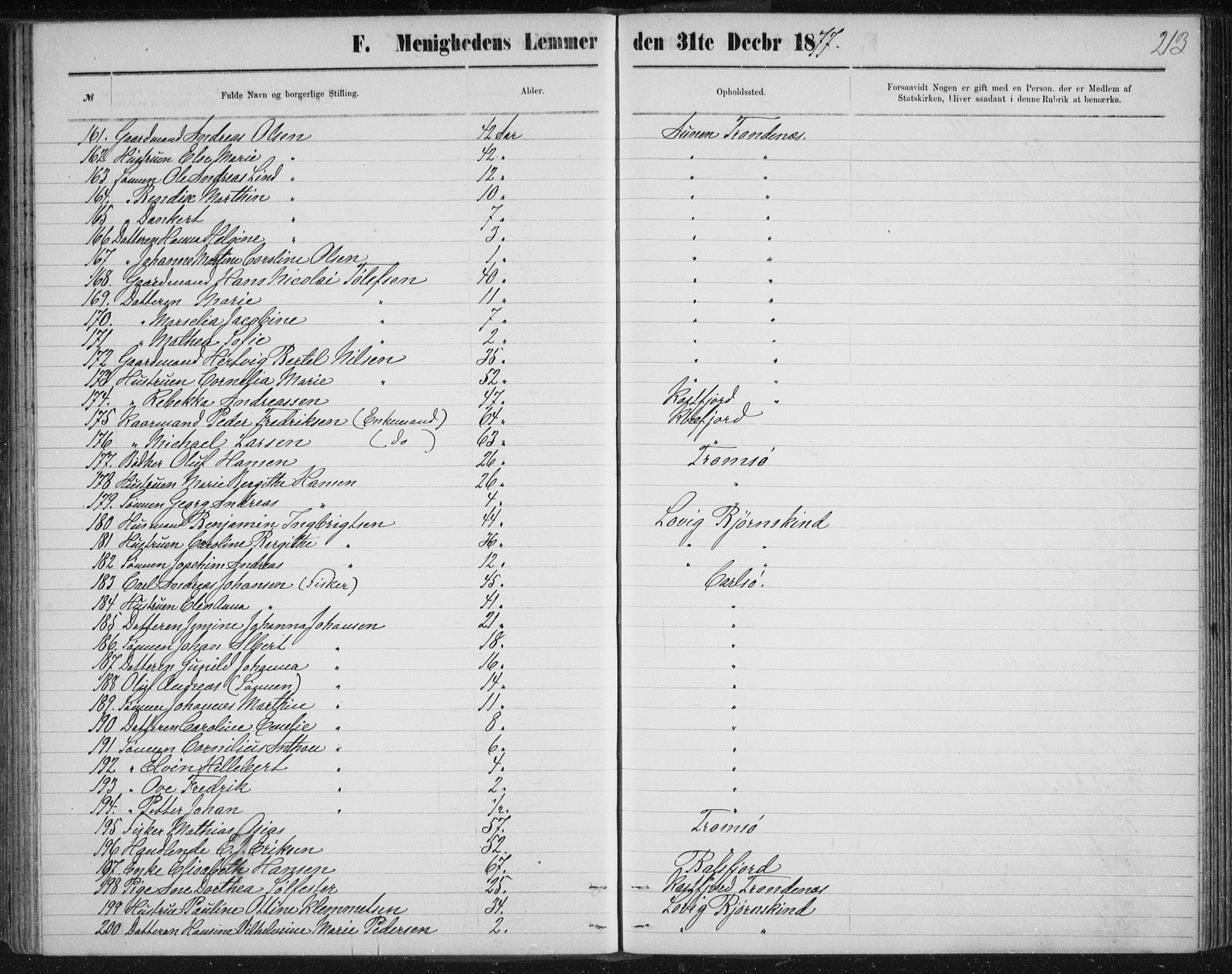 Uten arkivreferanse, SATØ/-: Dissenterprotokoll nr. DP 3, 1871-1893, s. 213