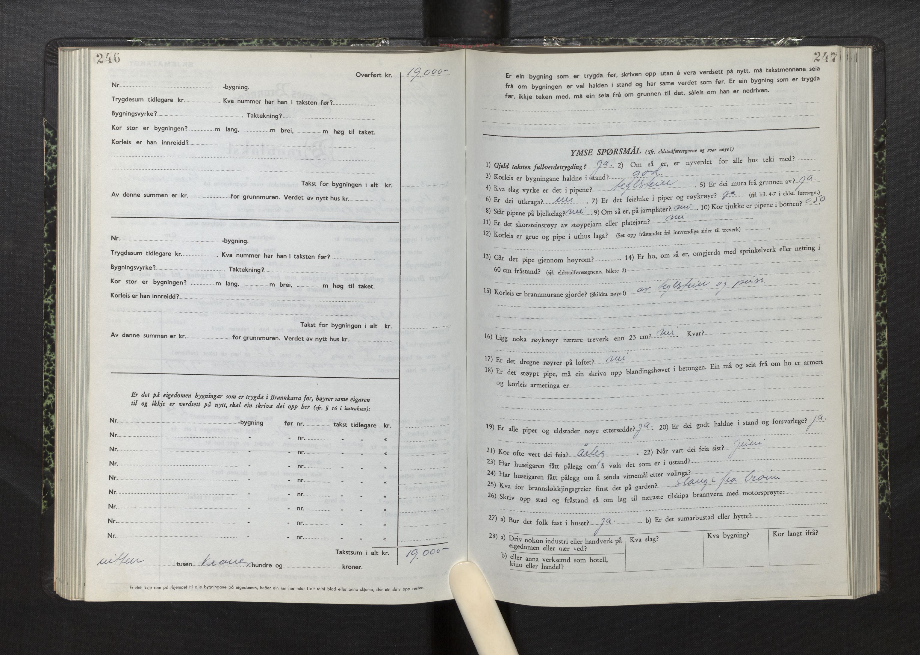 Lensmannen i Fitjar, SAB/A-32001/0012/L0001b: Branntakstprotokoll, skjematakst, 1949-1955, s. 246-247