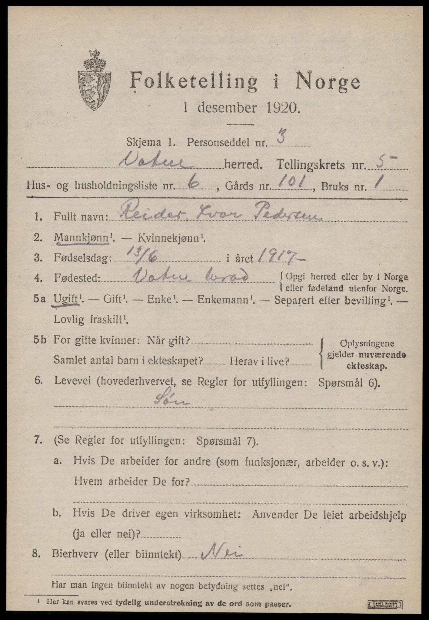 SAT, Folketelling 1920 for 1530 Vatne herred, 1920, s. 2230