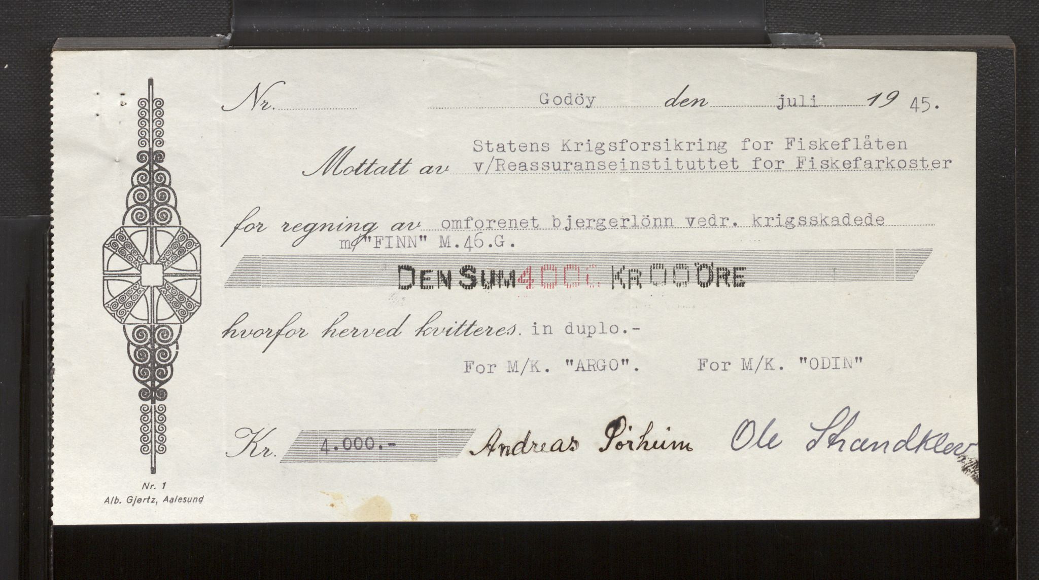 Fiskeridirektoratet - 1 Adm. ledelse - 13 Båtkontoret, AV/SAB-A-2003/La/L0058: Statens krigsforsikring for fiskeflåten, 1936-1971, s. 793